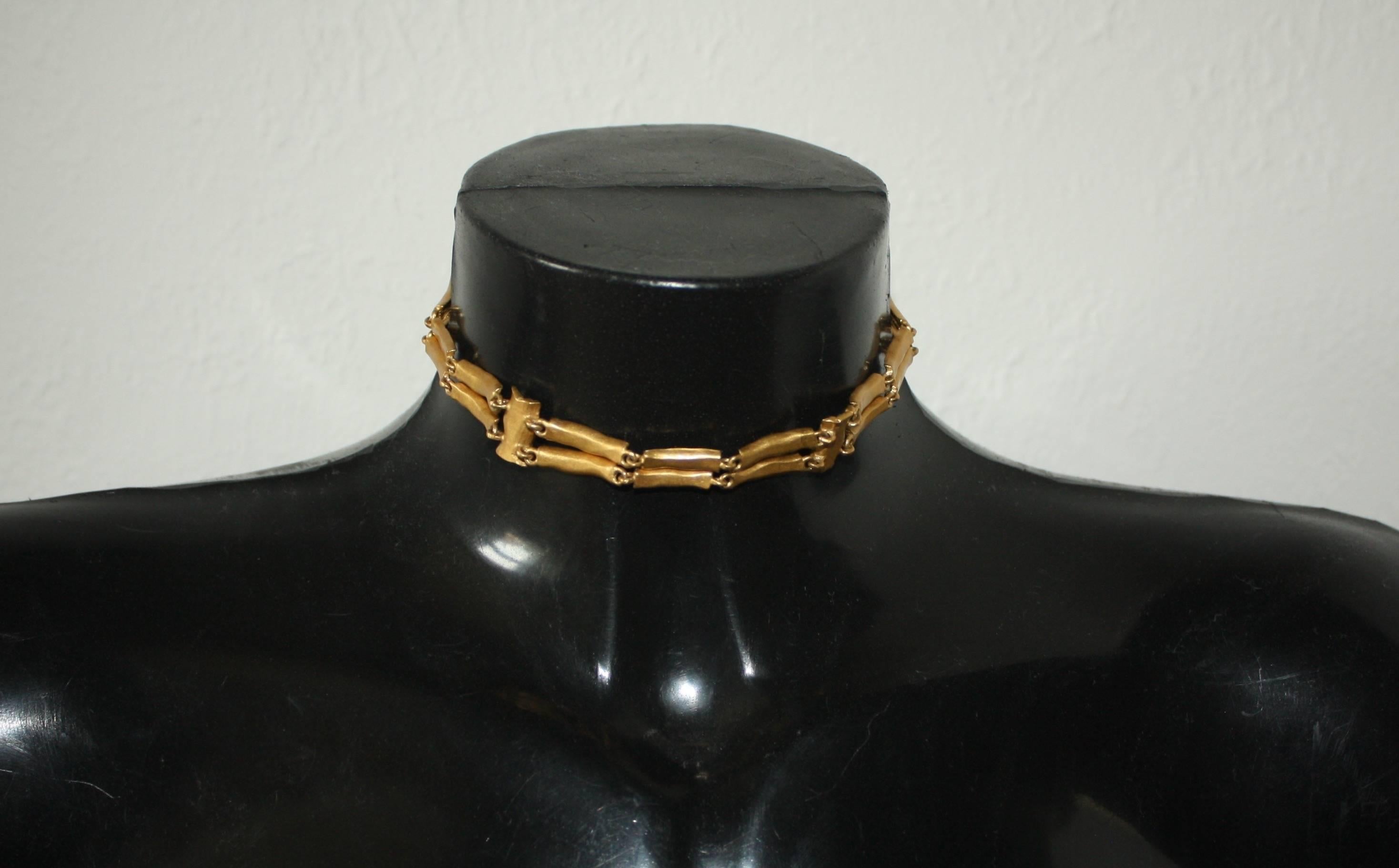 Yves St Laurent Brushed Gold Plated Choker  In Excellent Condition For Sale In Rushden, GB