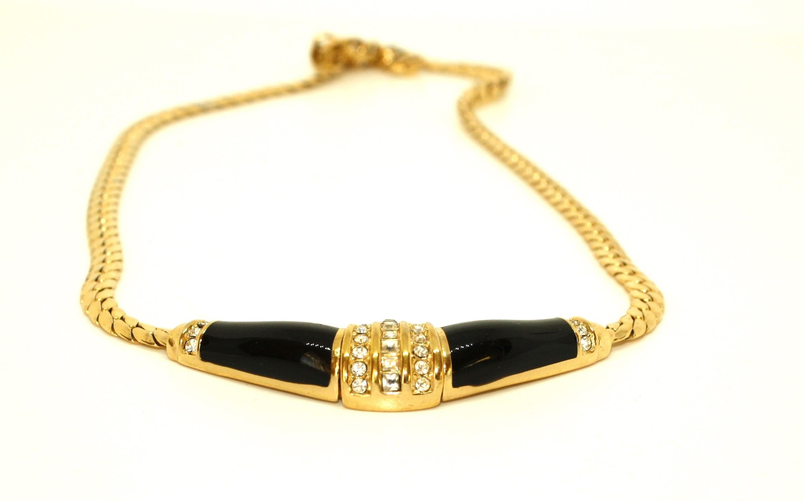 Women's Black Enamel Necklace by Christian Dior For Sale