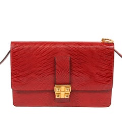 Hermès Vintage Red Lizard Medor Clutch