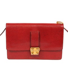 Hermès Vintage Rote Eidechse Medor Clutch 