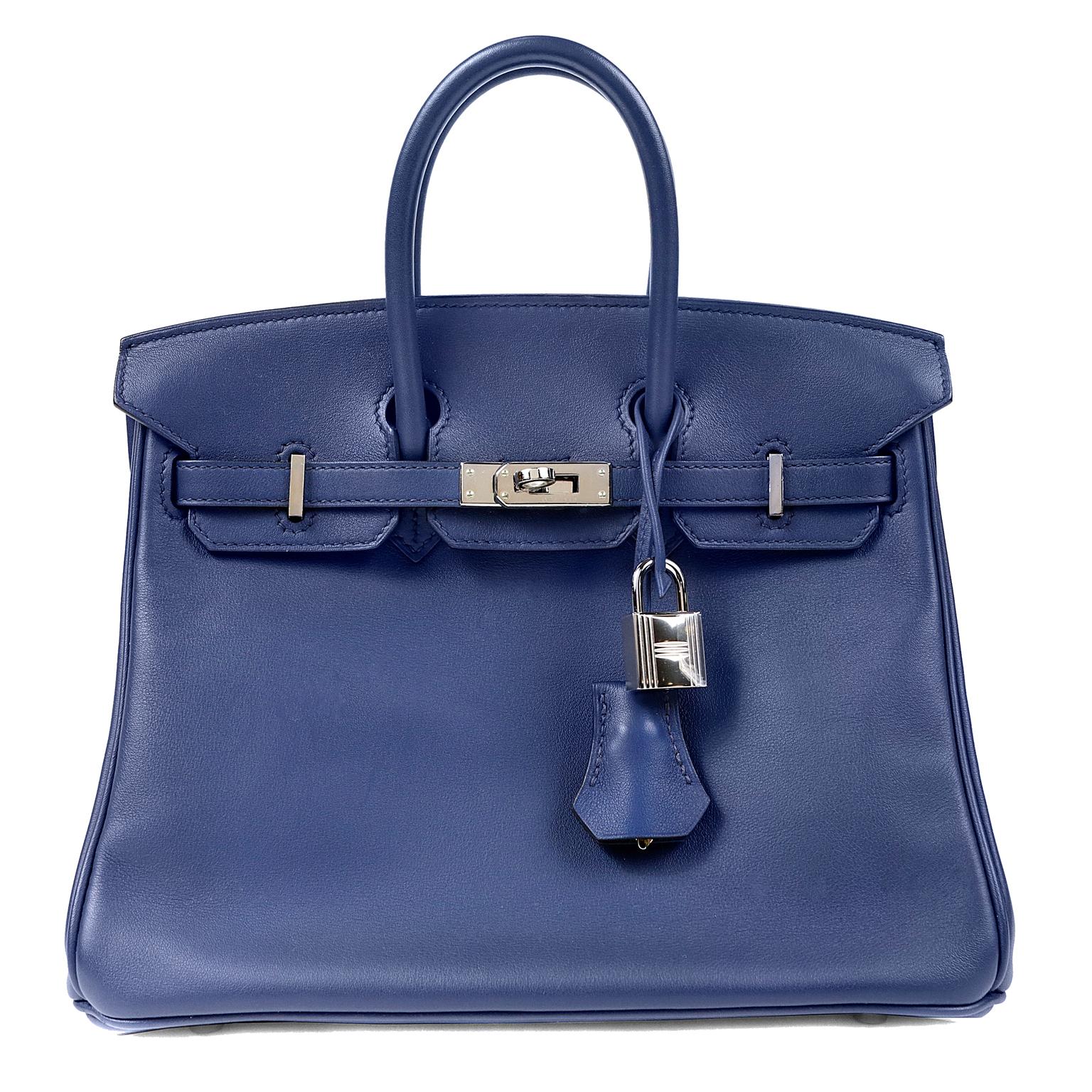 Hermès Sapphire Blue Swift  25 cm Birkin Bag with Palladium Hardware