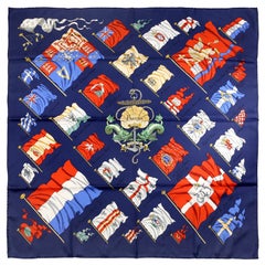 Hermès Pavois Dunkelblauer 90 cm Seidenschal