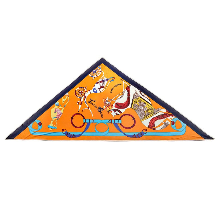 Hermès Tout En Carre Orange Silk Triangle Scarf at 1stDibs | hermes  triangle scarf, hermes giant triangle scarf, triangle silk scarf