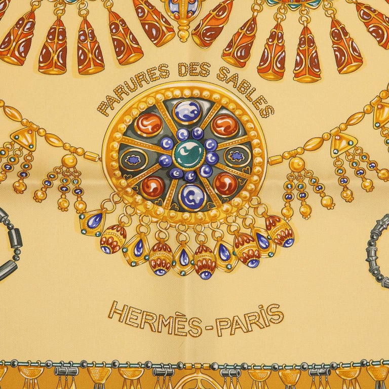 Orange Hermès Parures des Sables 90 cm Silk Scarf For Sale