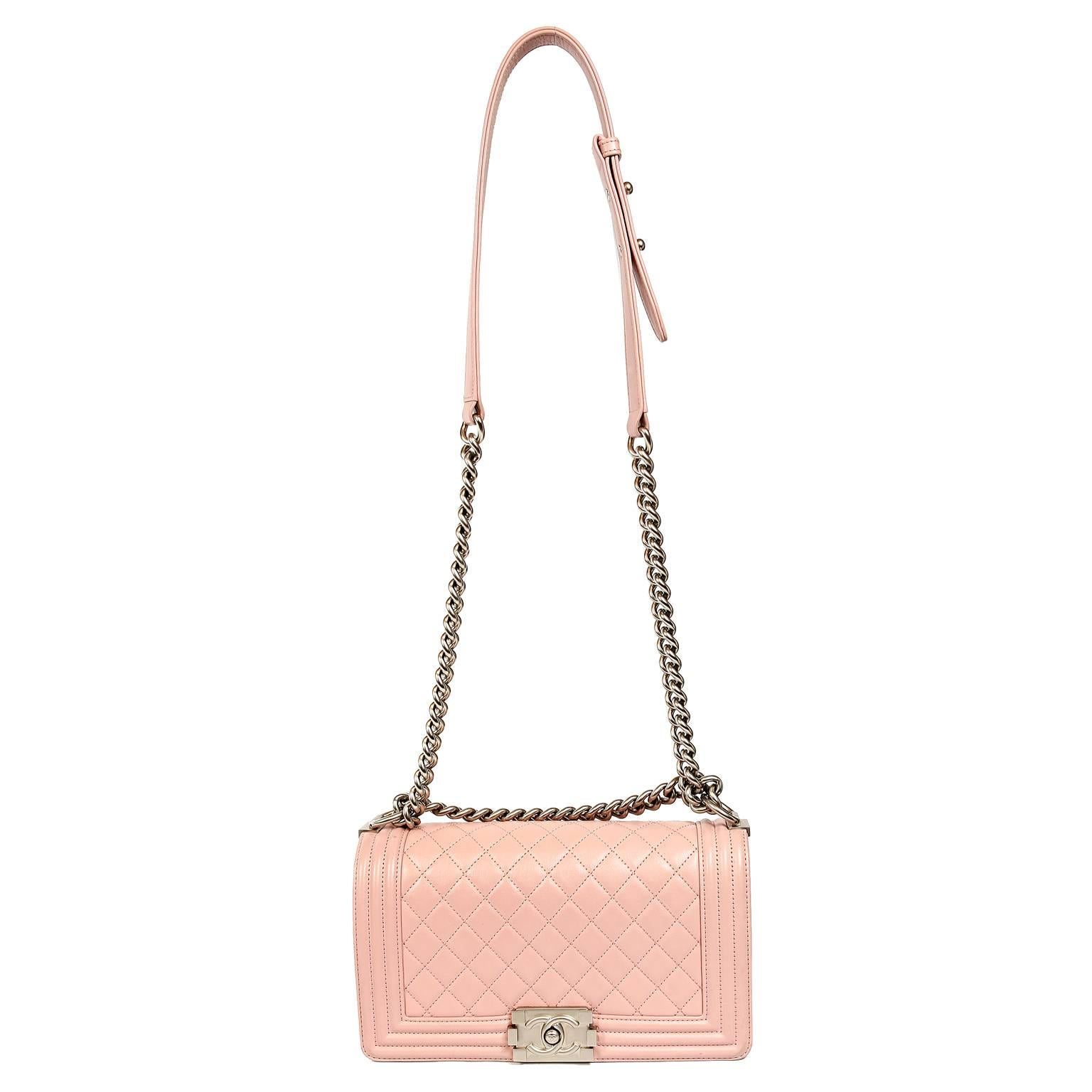 Chanel Blush Pink Leather Medium Boy Bag 5