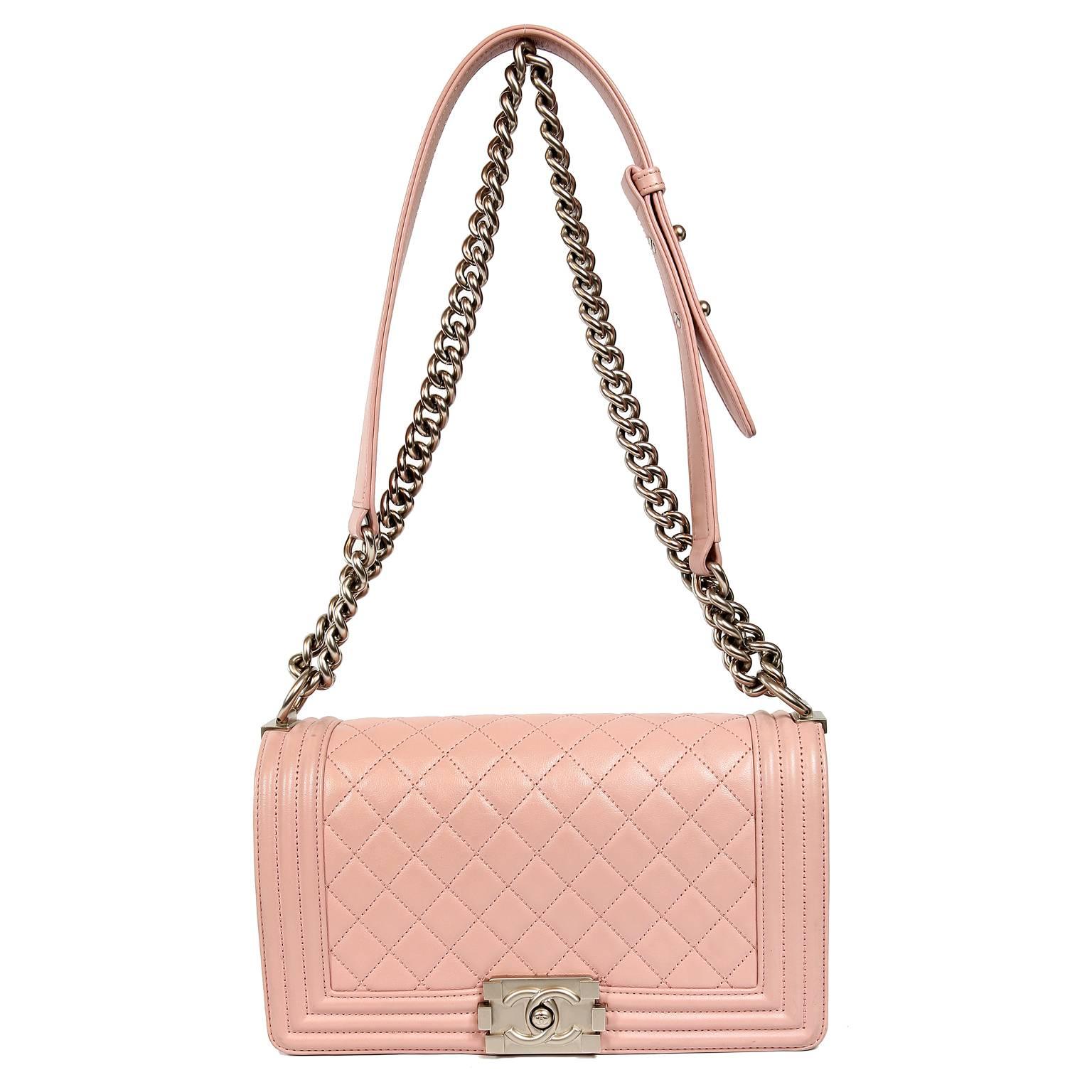 Chanel Blush Pink Leather Medium Boy Bag 6