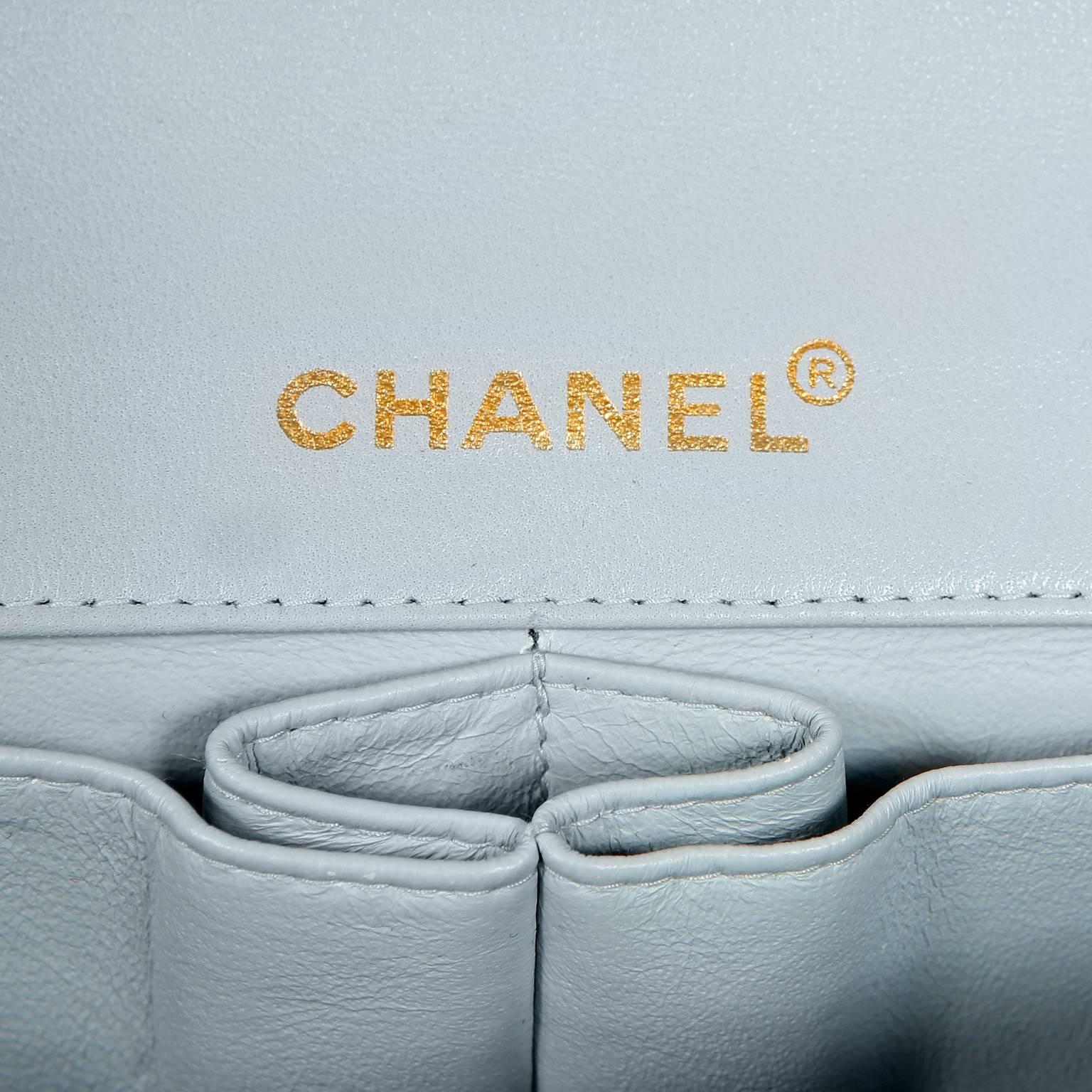 Women's Chanel Powder Blue Leather East West Flap Bag