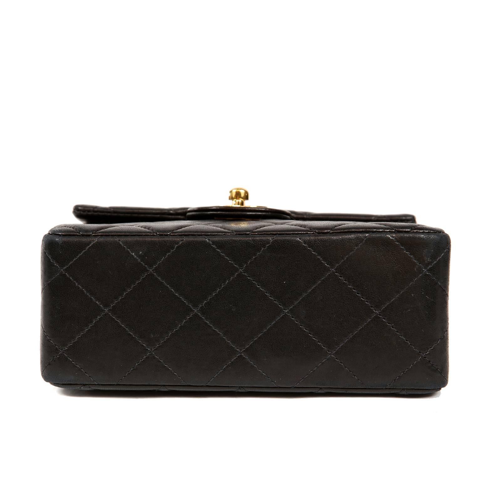Women's Chanel Black Lambskin Mini Classic Flap Bag