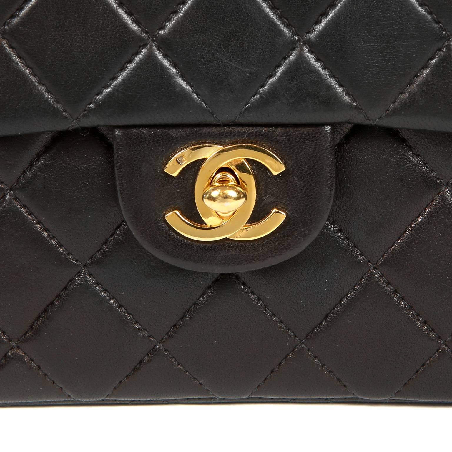 Chanel Black Lambskin Mini Classic Flap Bag 2
