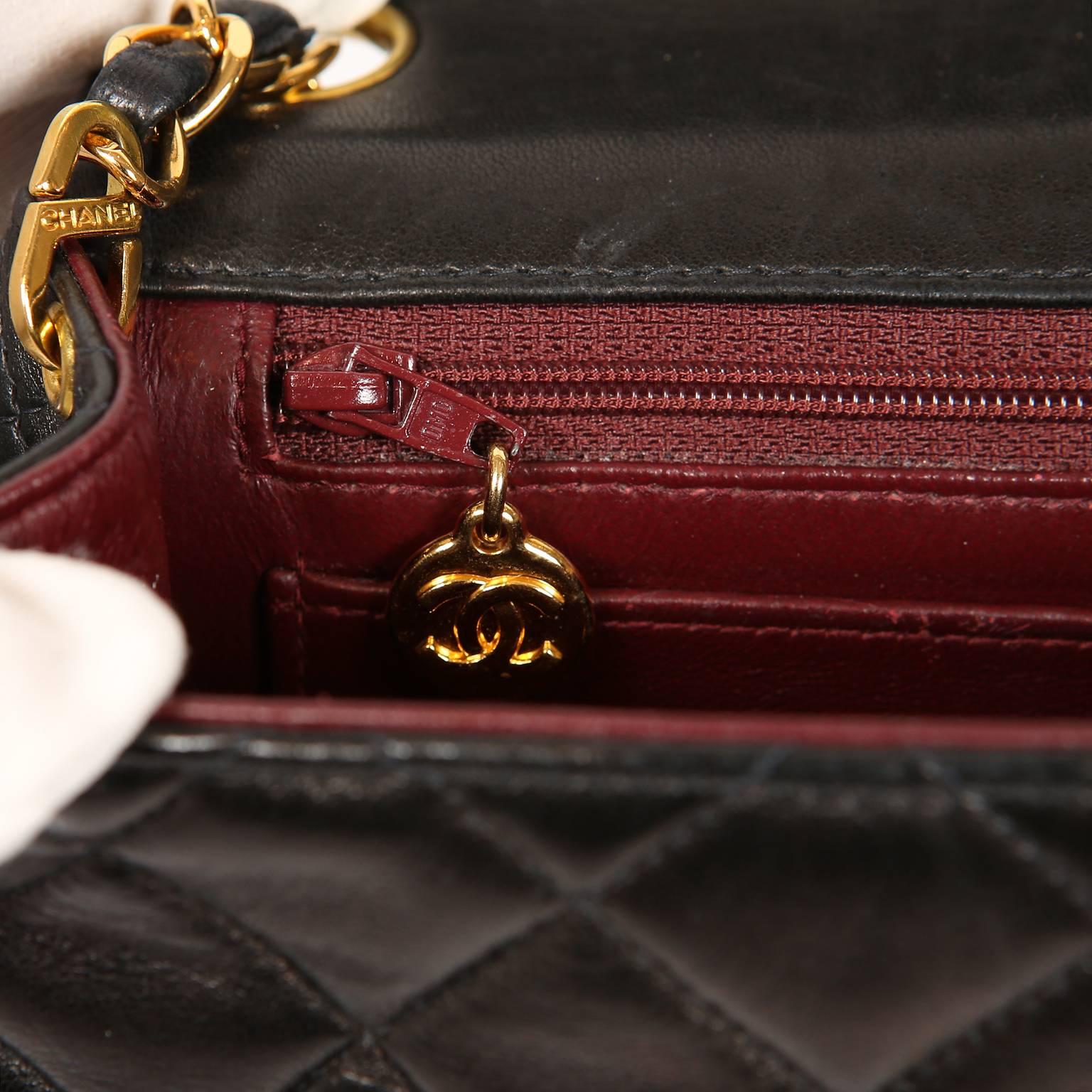 Chanel Black Lambskin Mini Classic Flap Bag 7