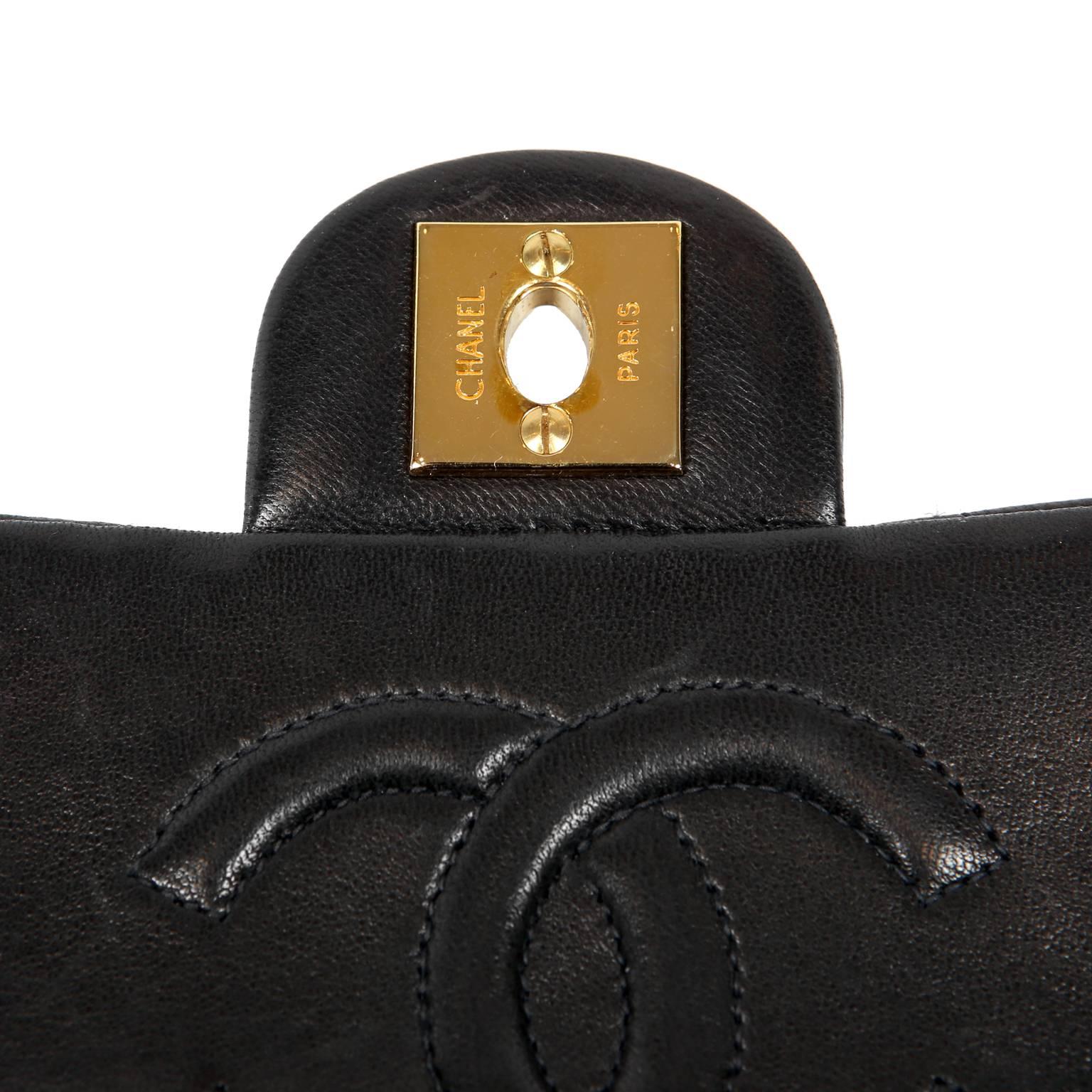 Chanel Black Lambskin Mini Classic Flap Bag 8