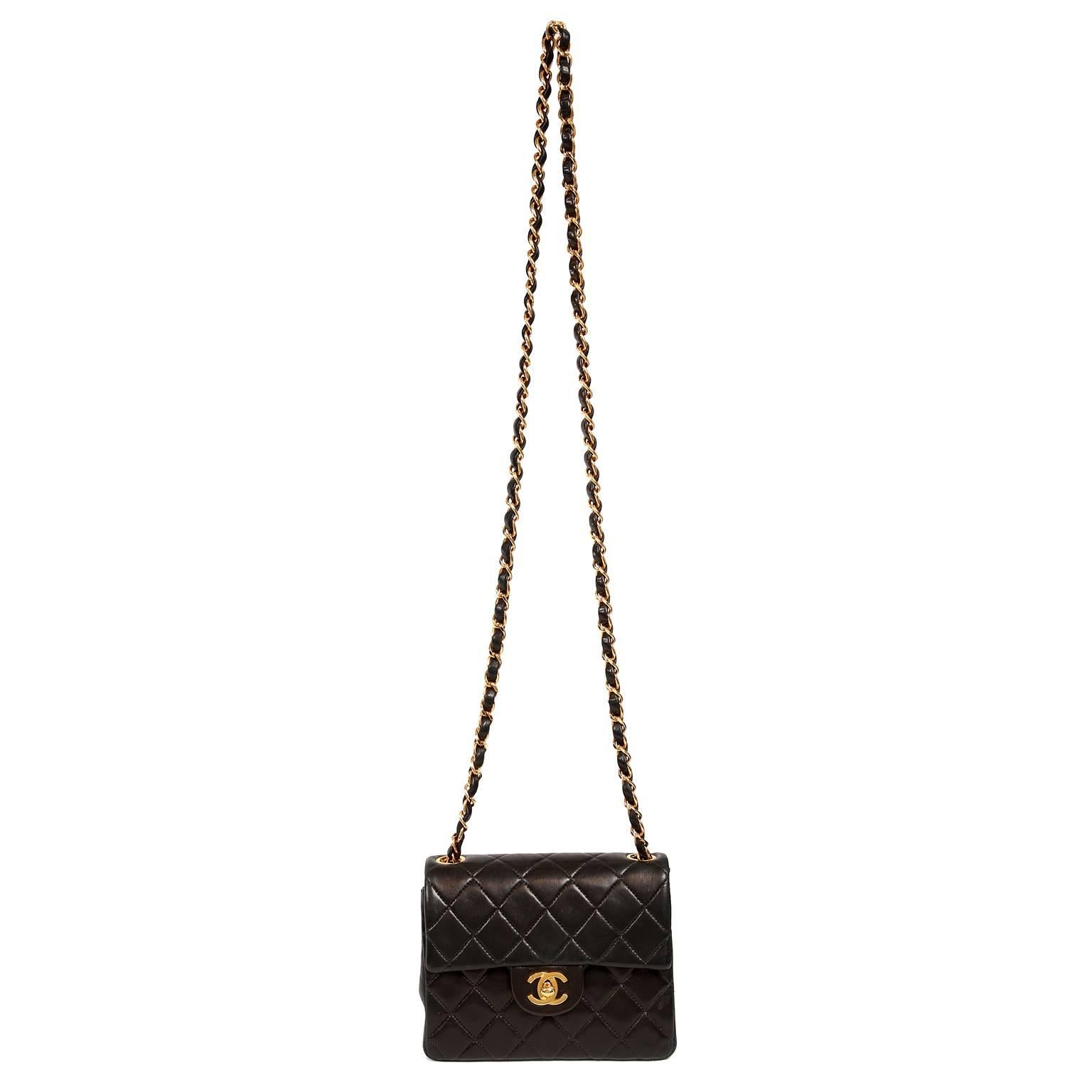 Chanel Black Lambskin Mini Classic Flap Bag 10