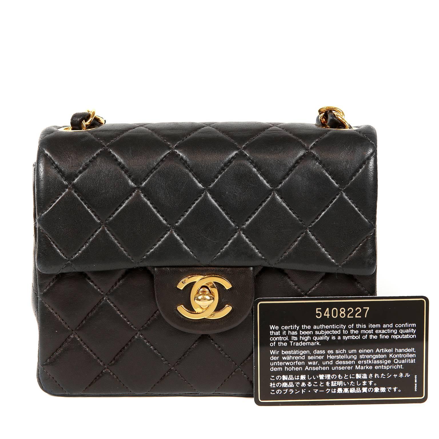 Chanel Black Lambskin Mini Classic Flap Bag 11