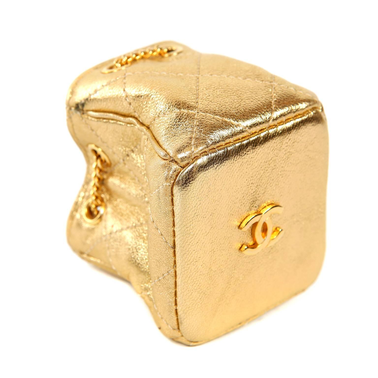 Women's Chanel Gold Leather Mini Pouchette