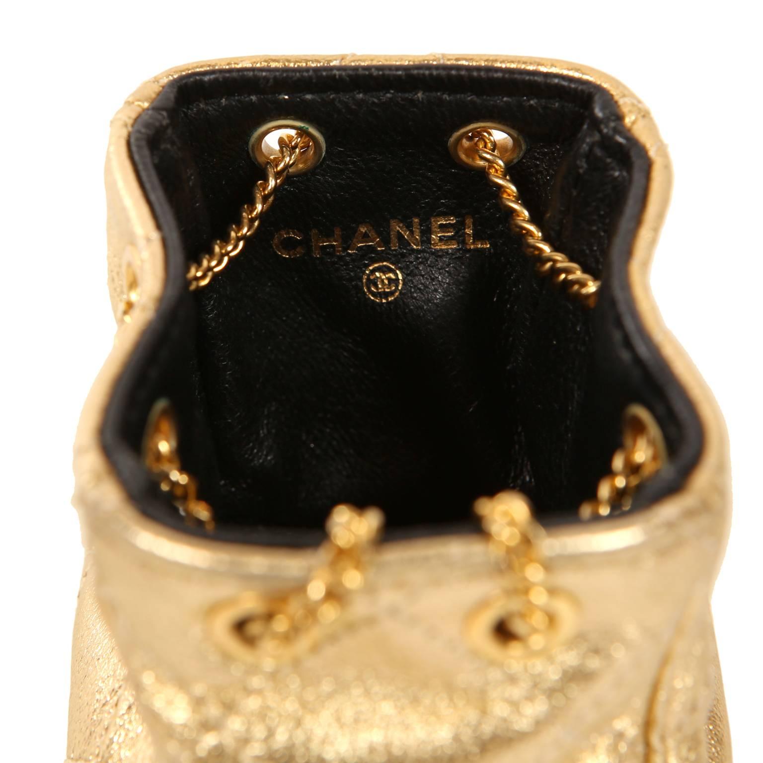 Chanel Gold Leather Mini Pouchette 3