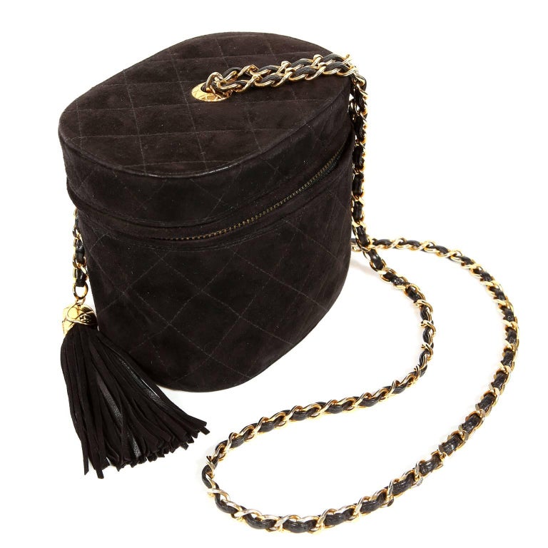 Chanel Black Suede Vintage Oval Tassel Bag at 1stDibs chanel oval bag