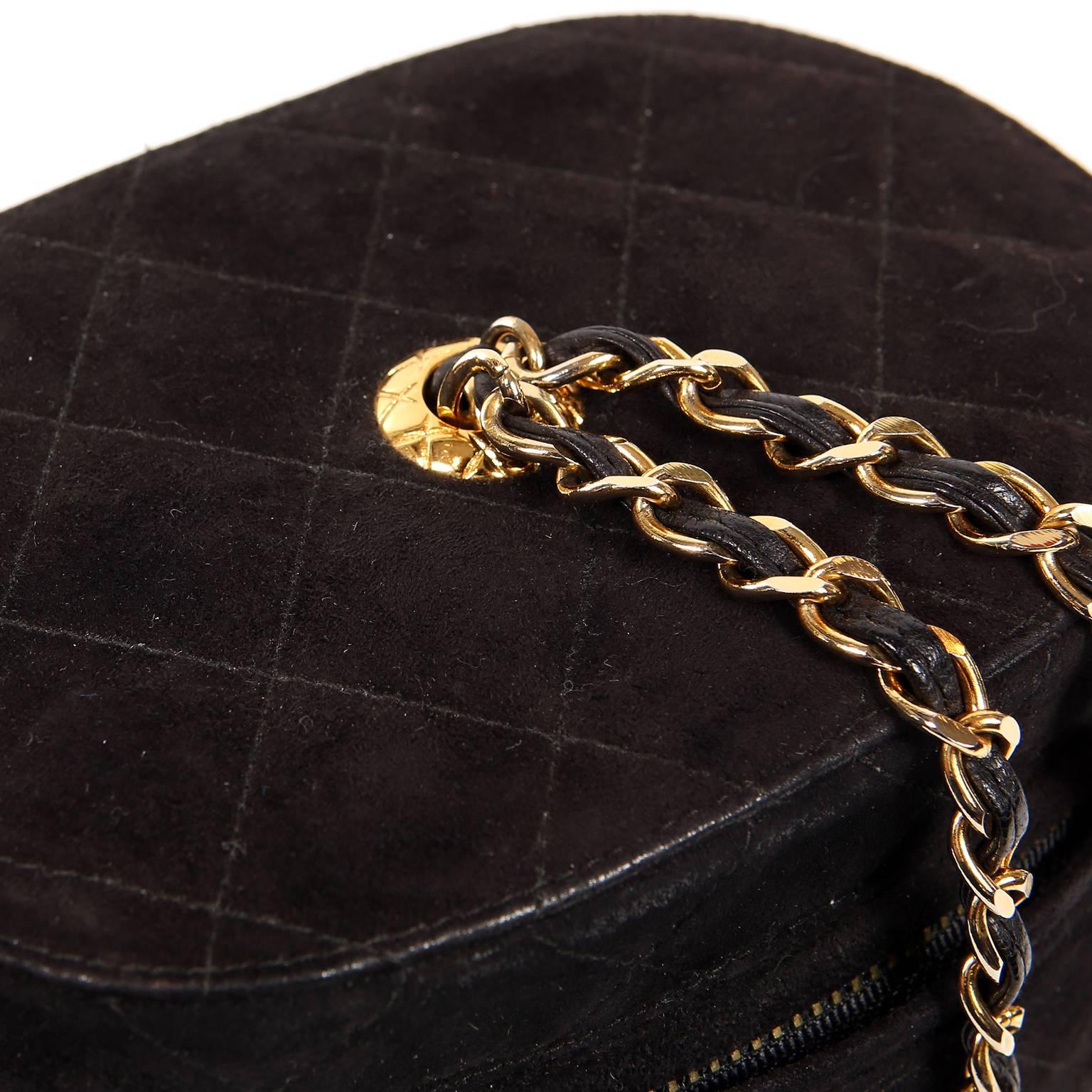 Women's Chanel Black Suede Vintage Oval Tassel Bag