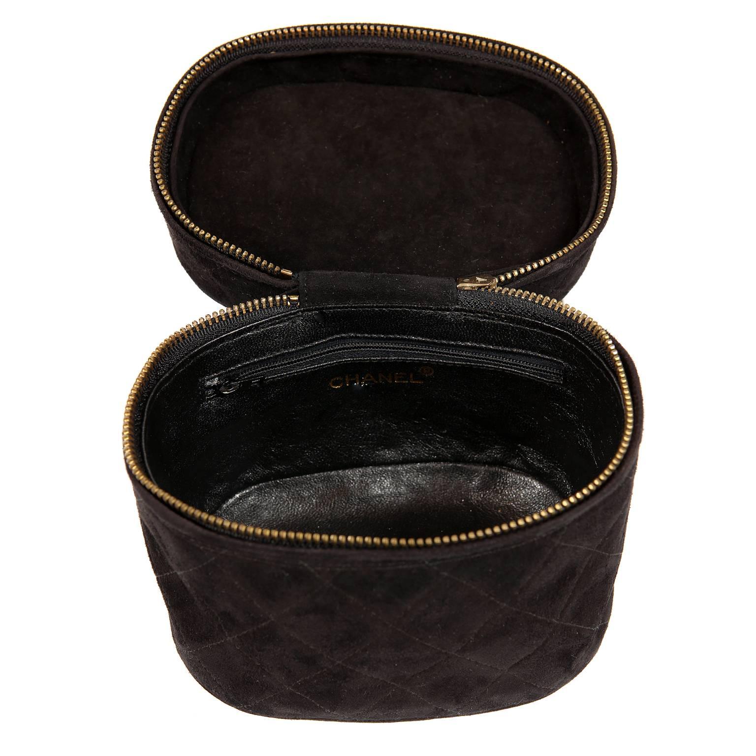 Chanel Black Suede Vintage Oval Tassel Bag 1