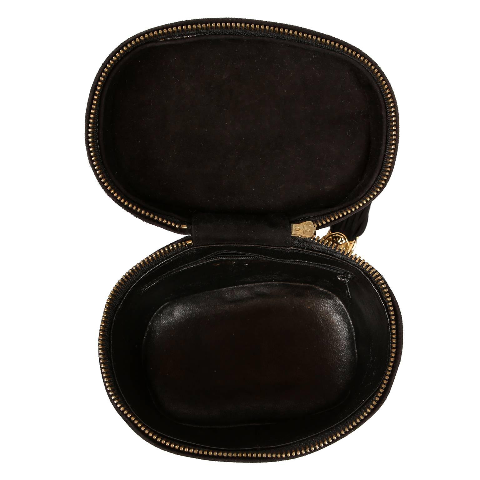 Chanel Black Suede Vintage Oval Tassel Bag 2