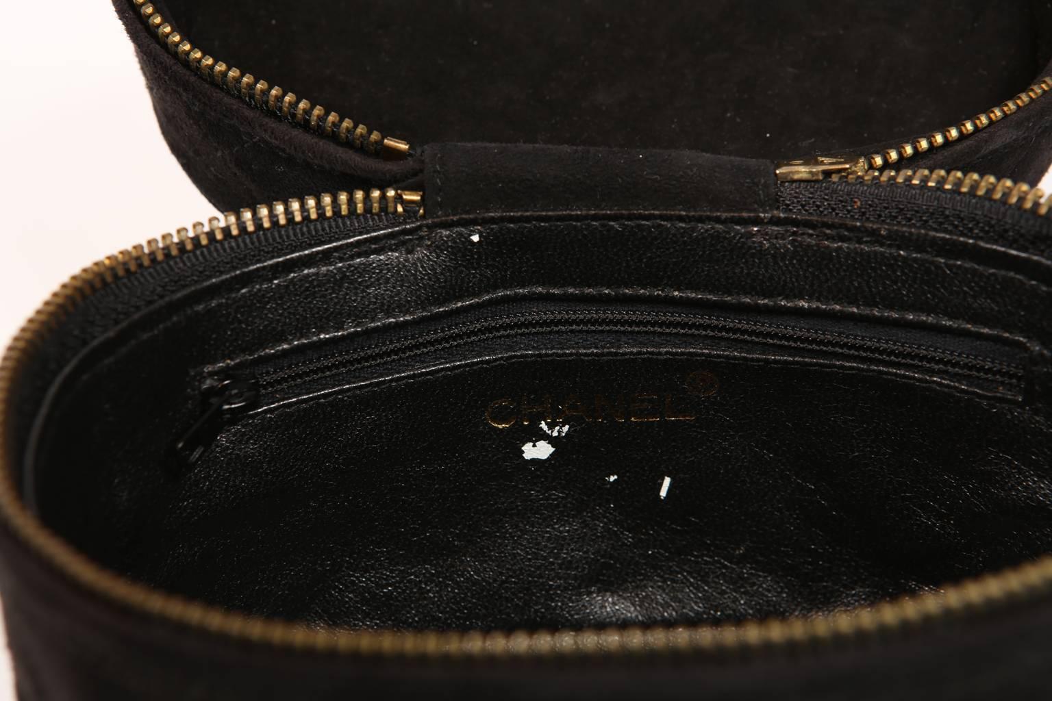 Chanel Black Suede Vintage Oval Tassel Bag 3