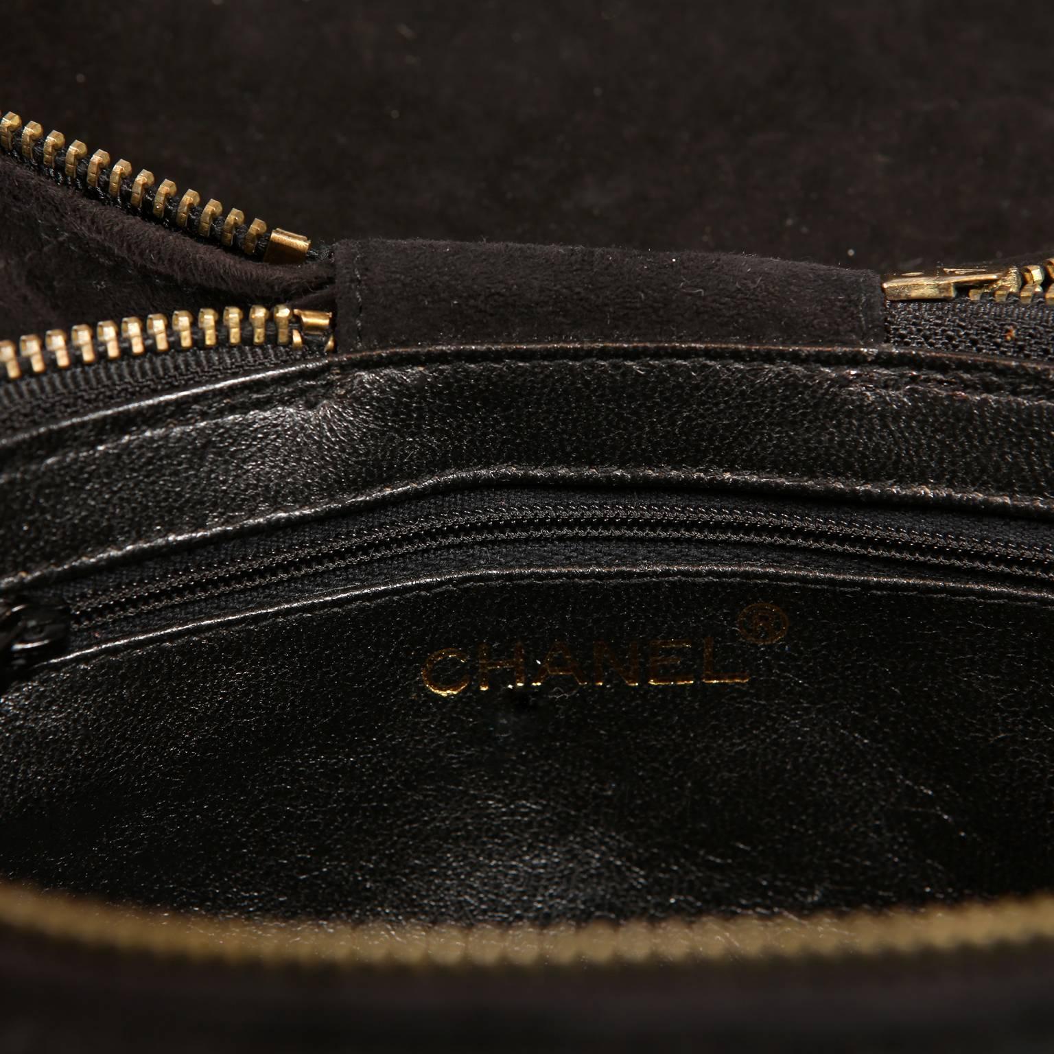 Chanel Black Suede Vintage Oval Tassel Bag 4