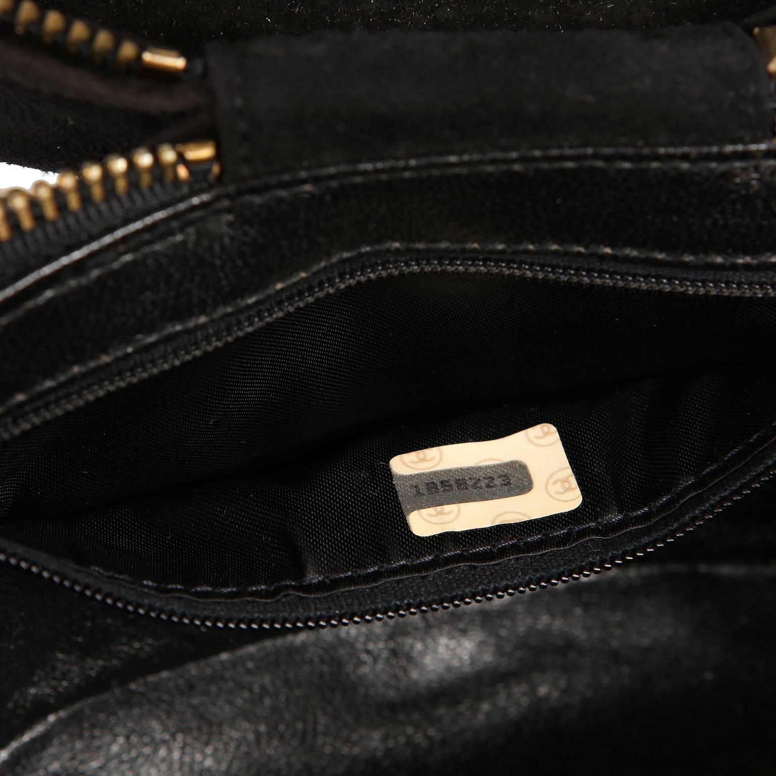 Chanel Black Suede Vintage Oval Tassel Bag 5