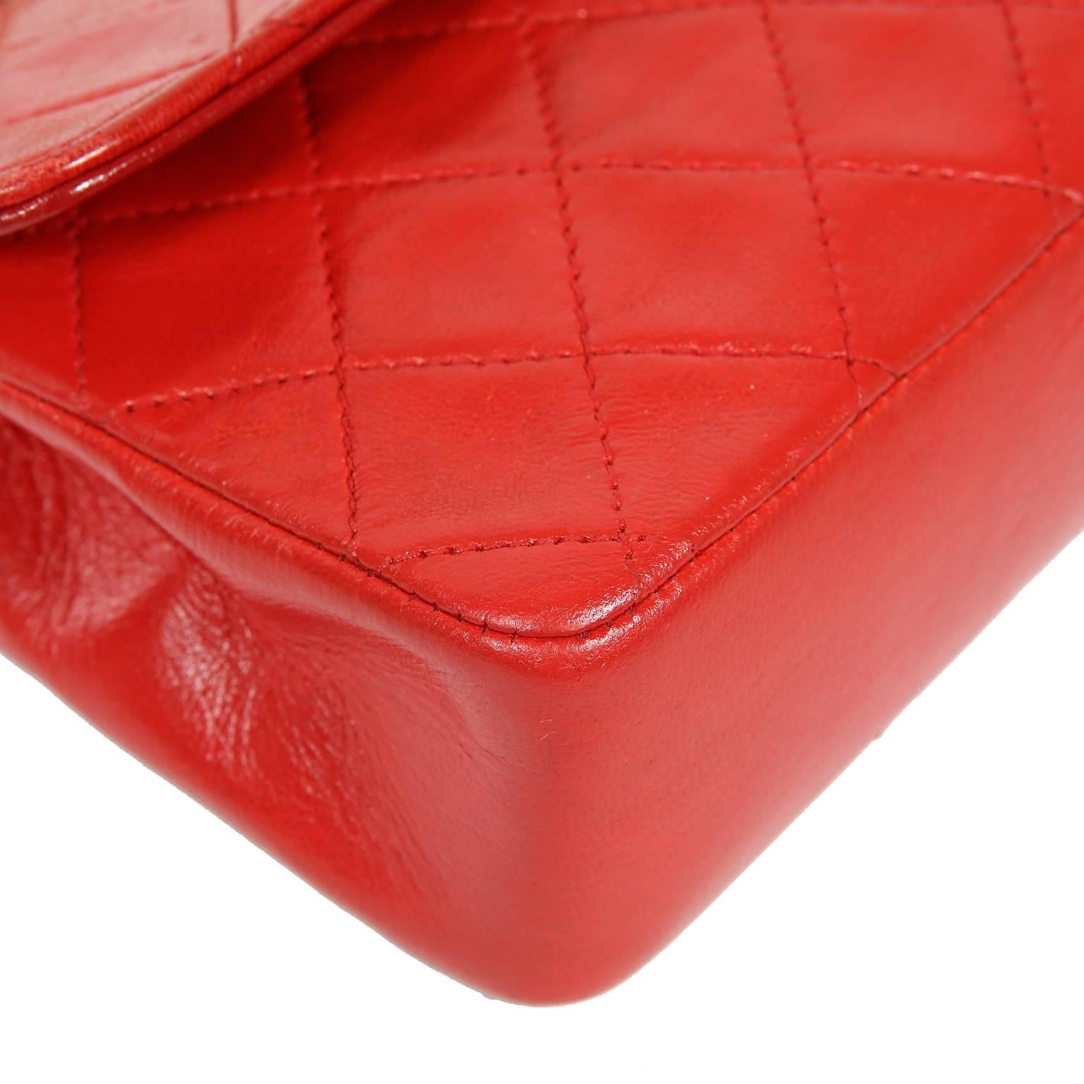 Chanel Red Leather Mini Classic Flap Bag 1