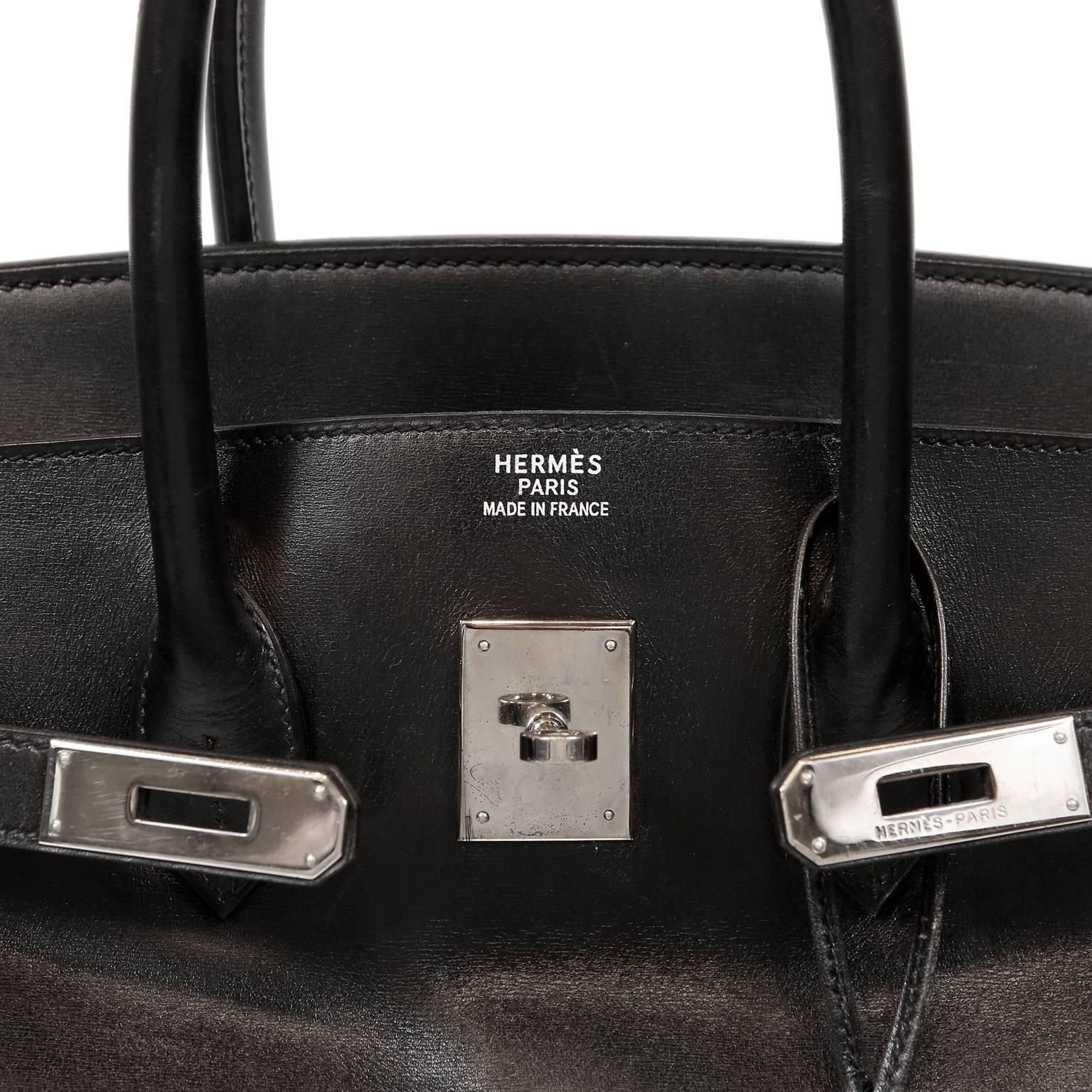Women's Hermès Black Box Calf  35 cm Birkin Bag with Palladium Hardware