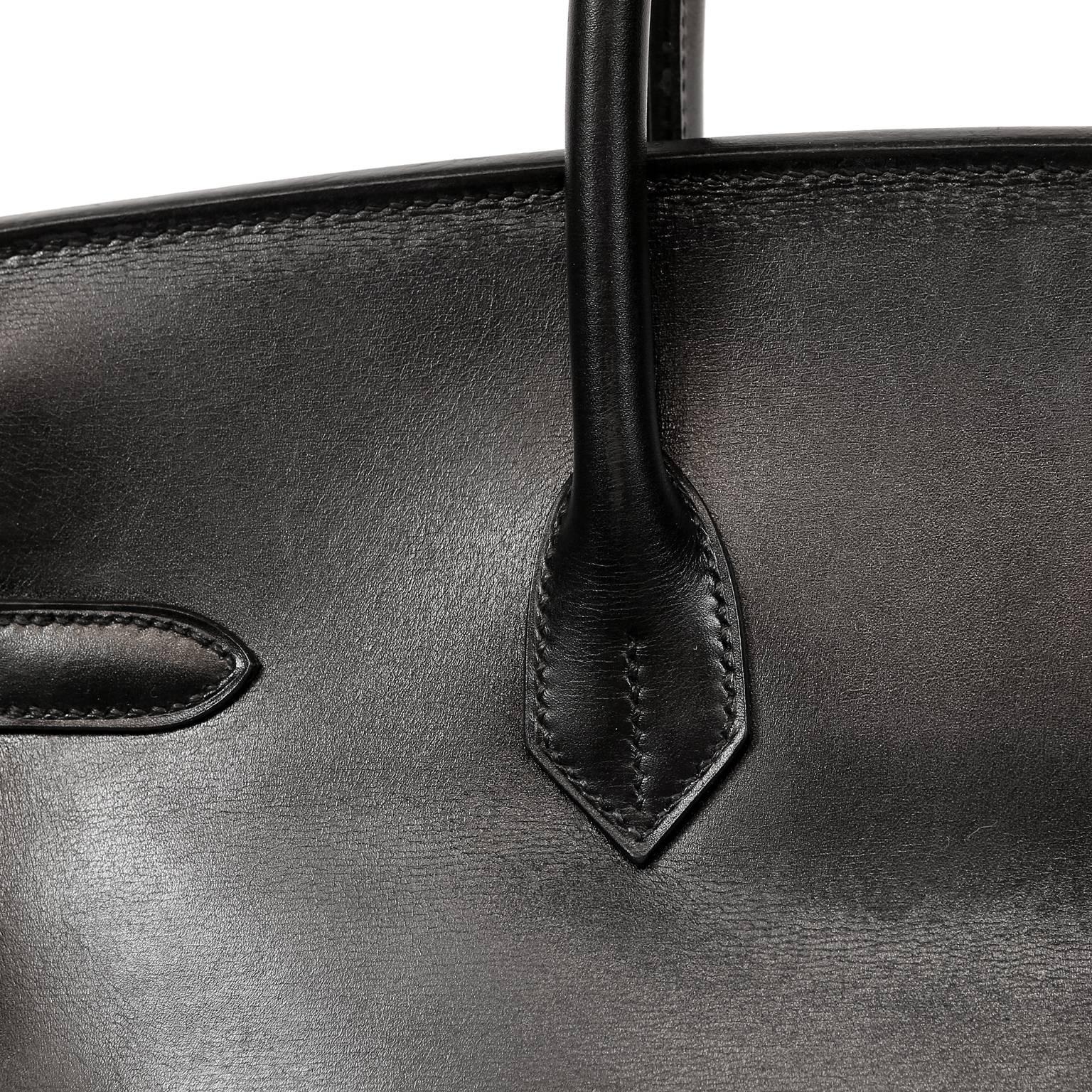 Hermès Black Box Calf  35 cm Birkin Bag with Palladium Hardware 8