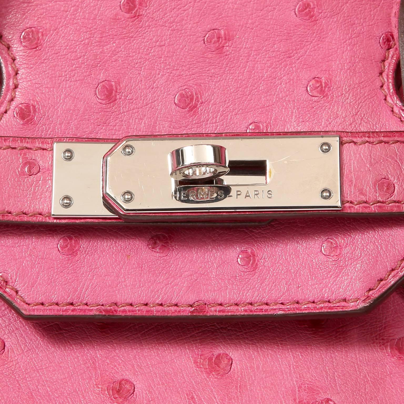 Hermès Pink Ostrich 35 cm Birkin Bag In Excellent Condition In Palm Beach, FL