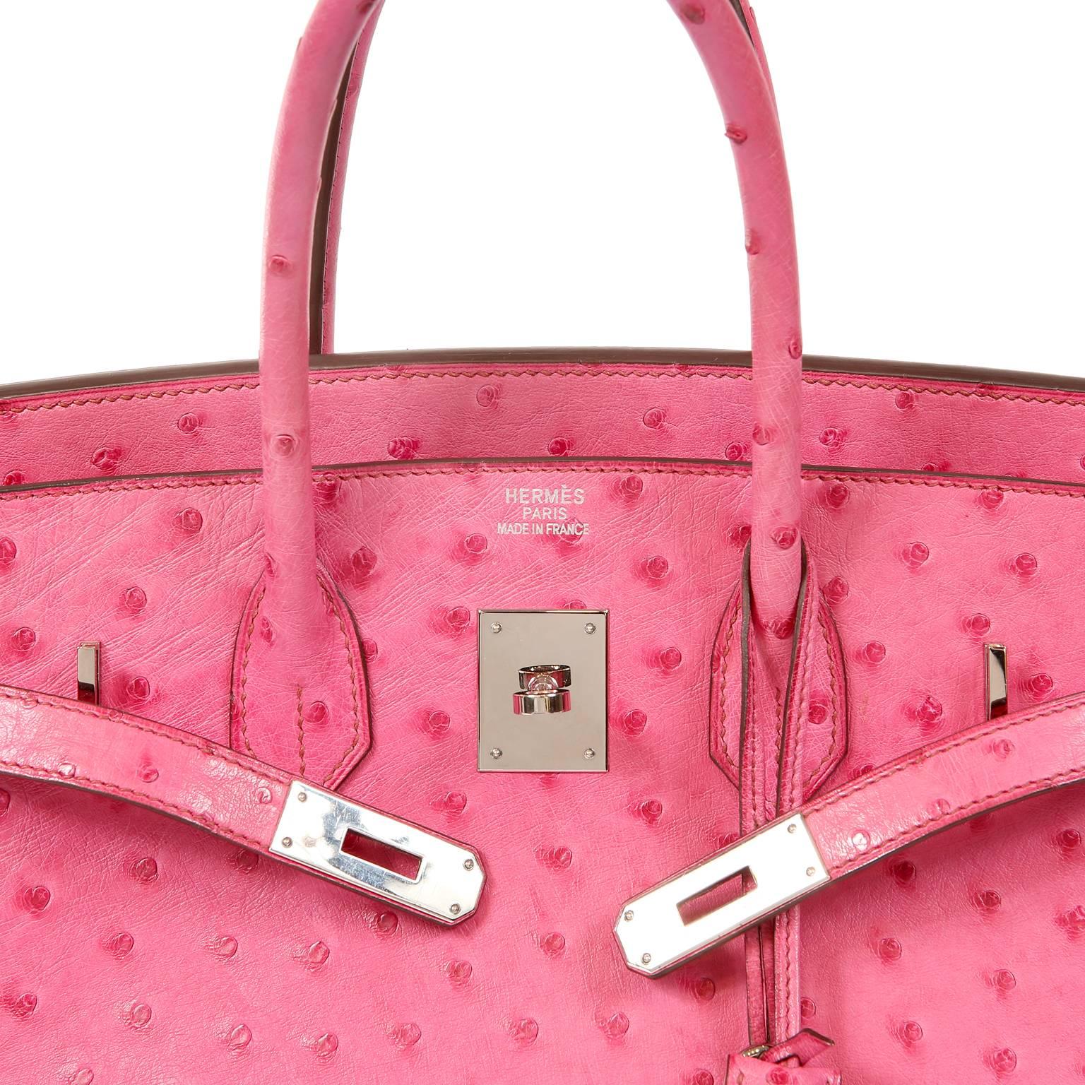 Women's Hermès Pink Ostrich 35 cm Birkin Bag