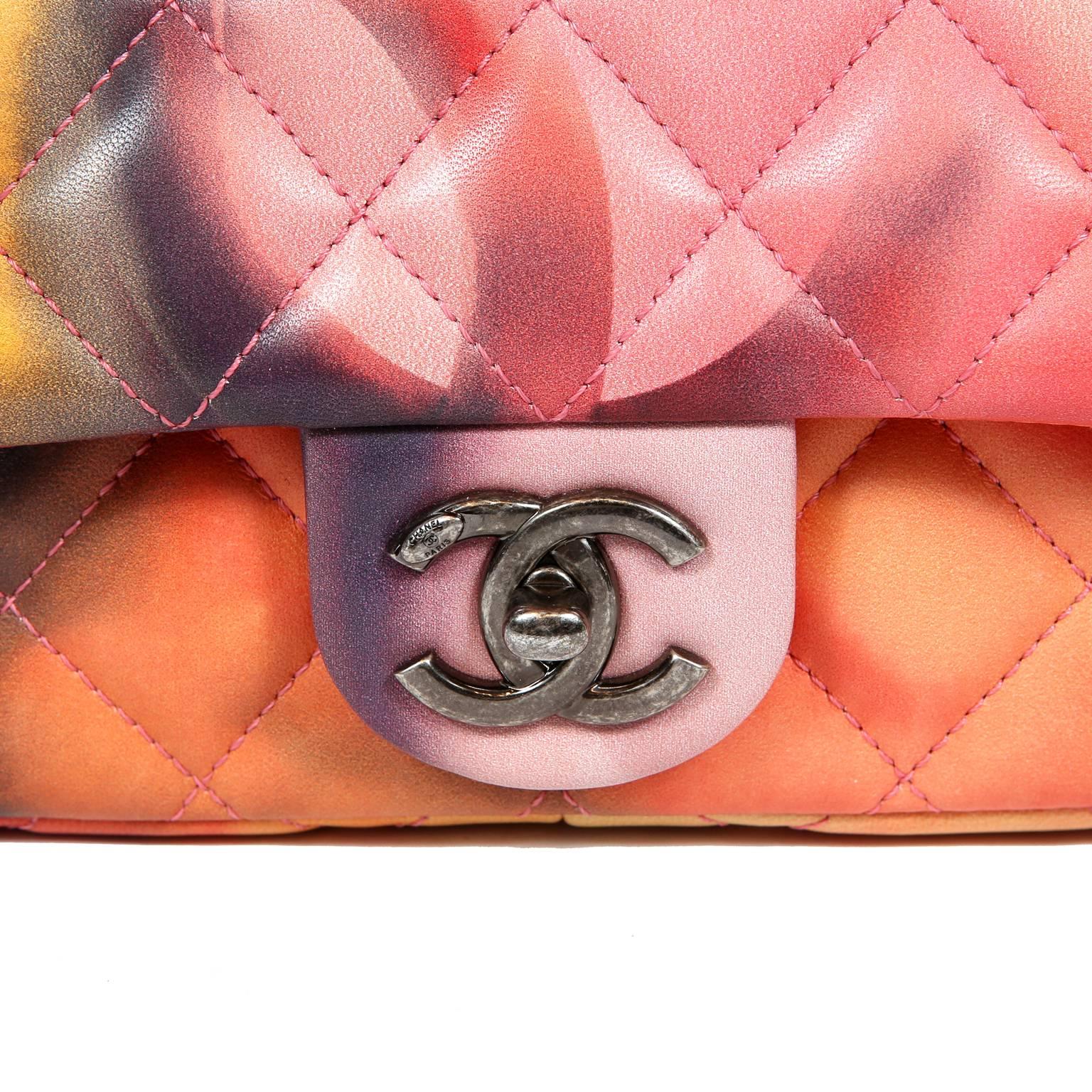 Women's Chanel Printed Watercolor Mini Classic Flap Bag- Special Edition