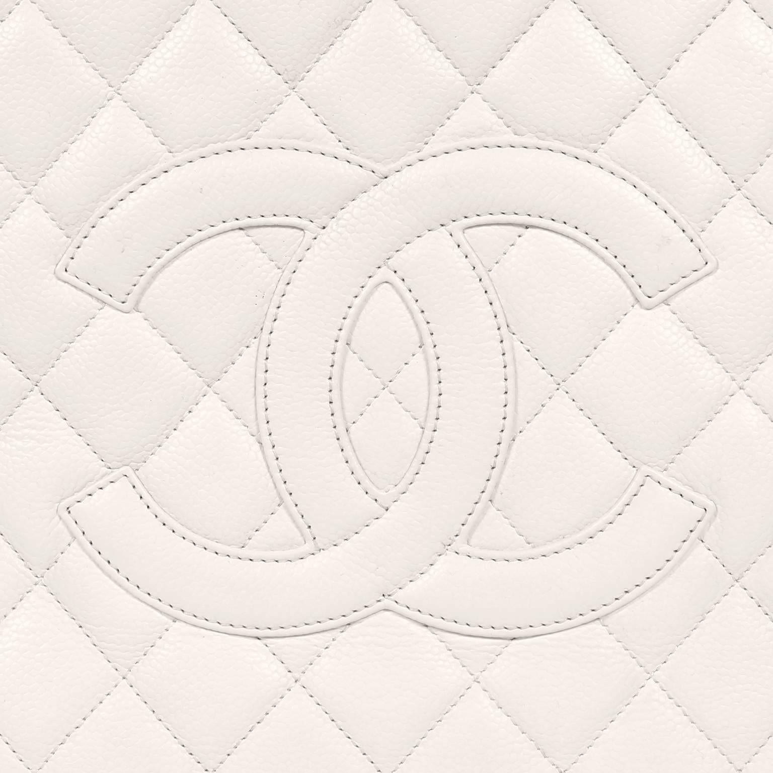 Chanel White Caviar GST Grand Shopping Tote In Excellent Condition In Palm Beach, FL