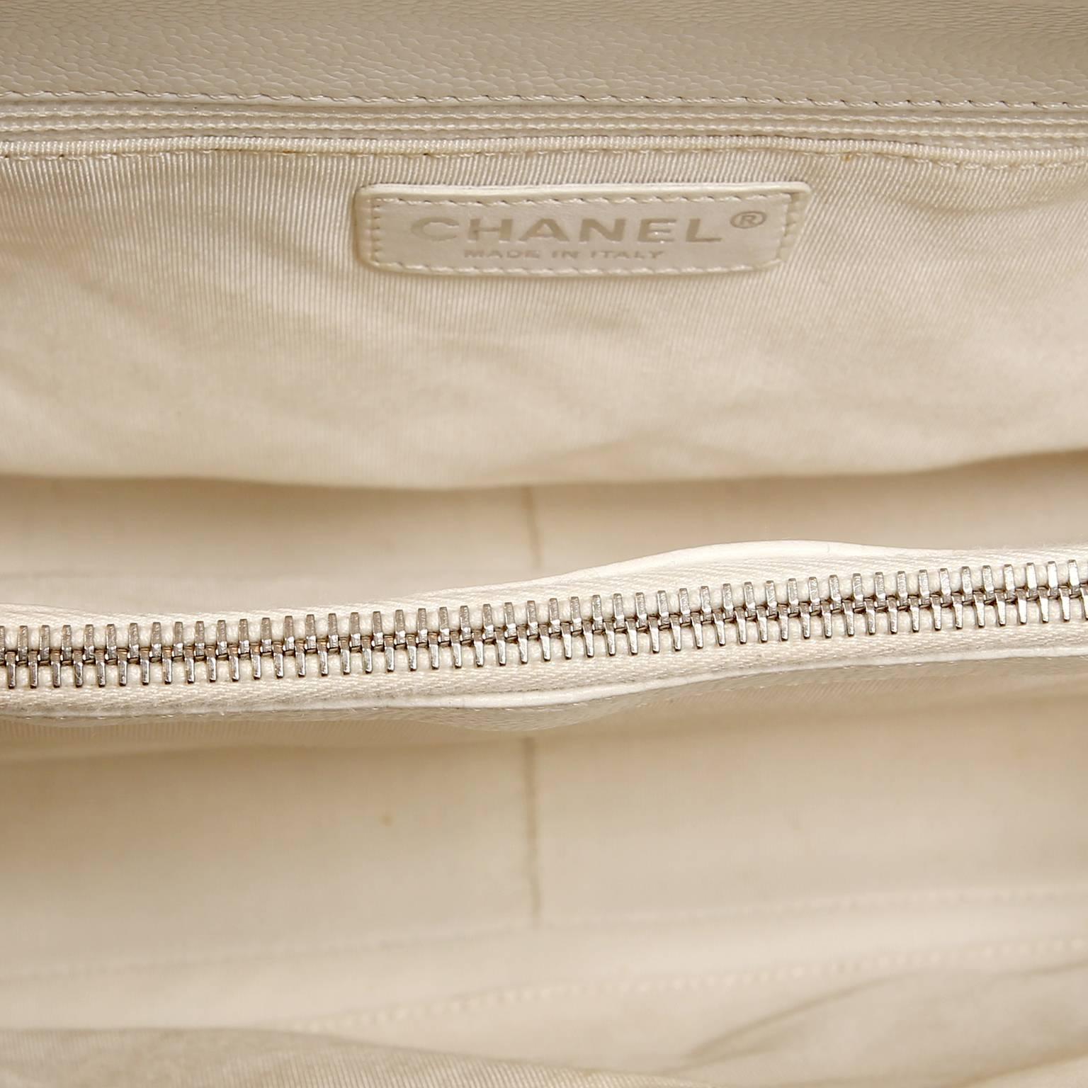 Chanel White Caviar GST Grand Shopping Tote 3