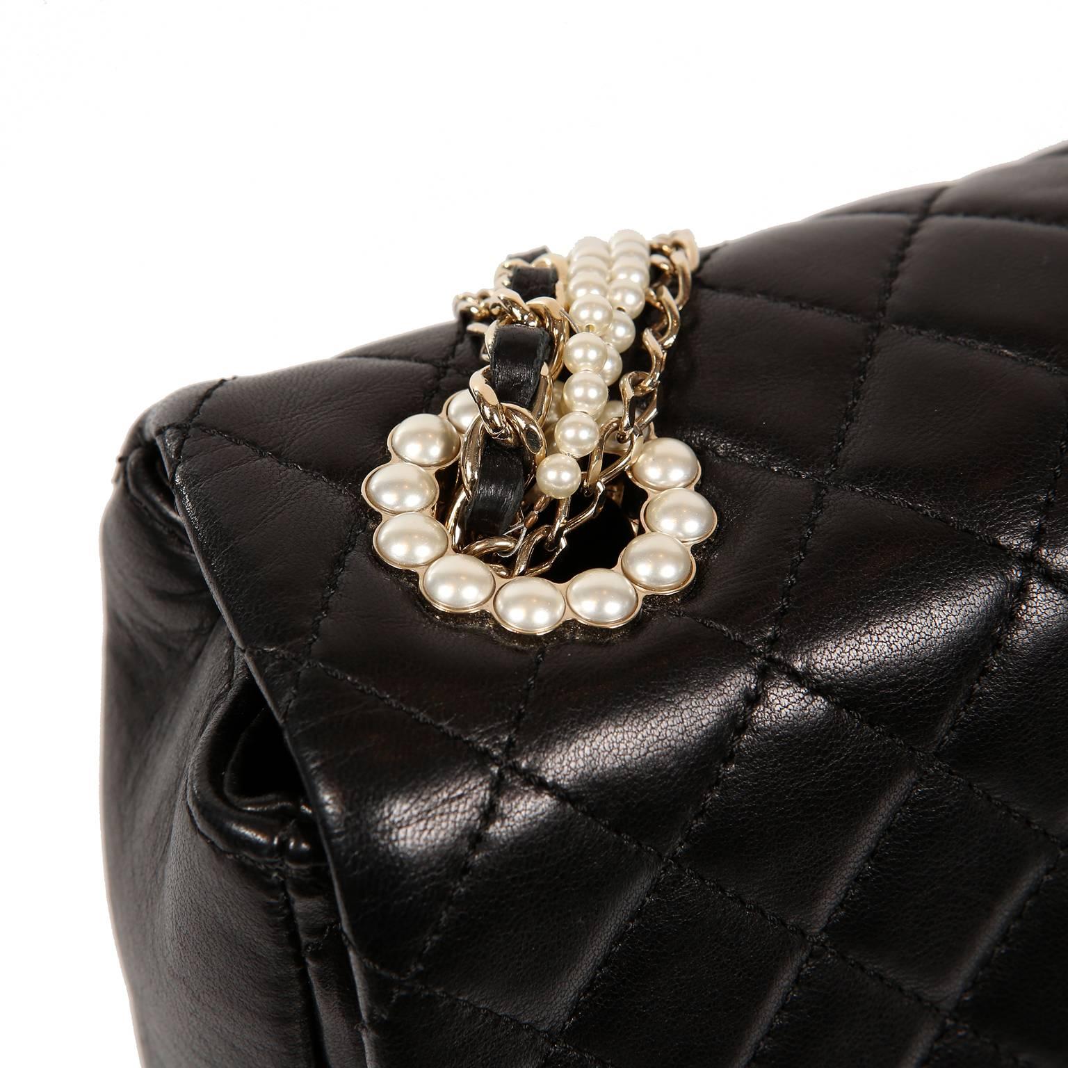 Chanel Black Lambskin Westminster Pearl Flap Bag- Medium 3