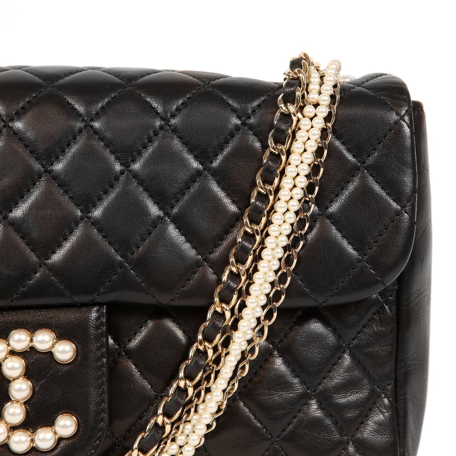 Chanel Black Lambskin Westminster Pearl Flap Bag- Medium 1