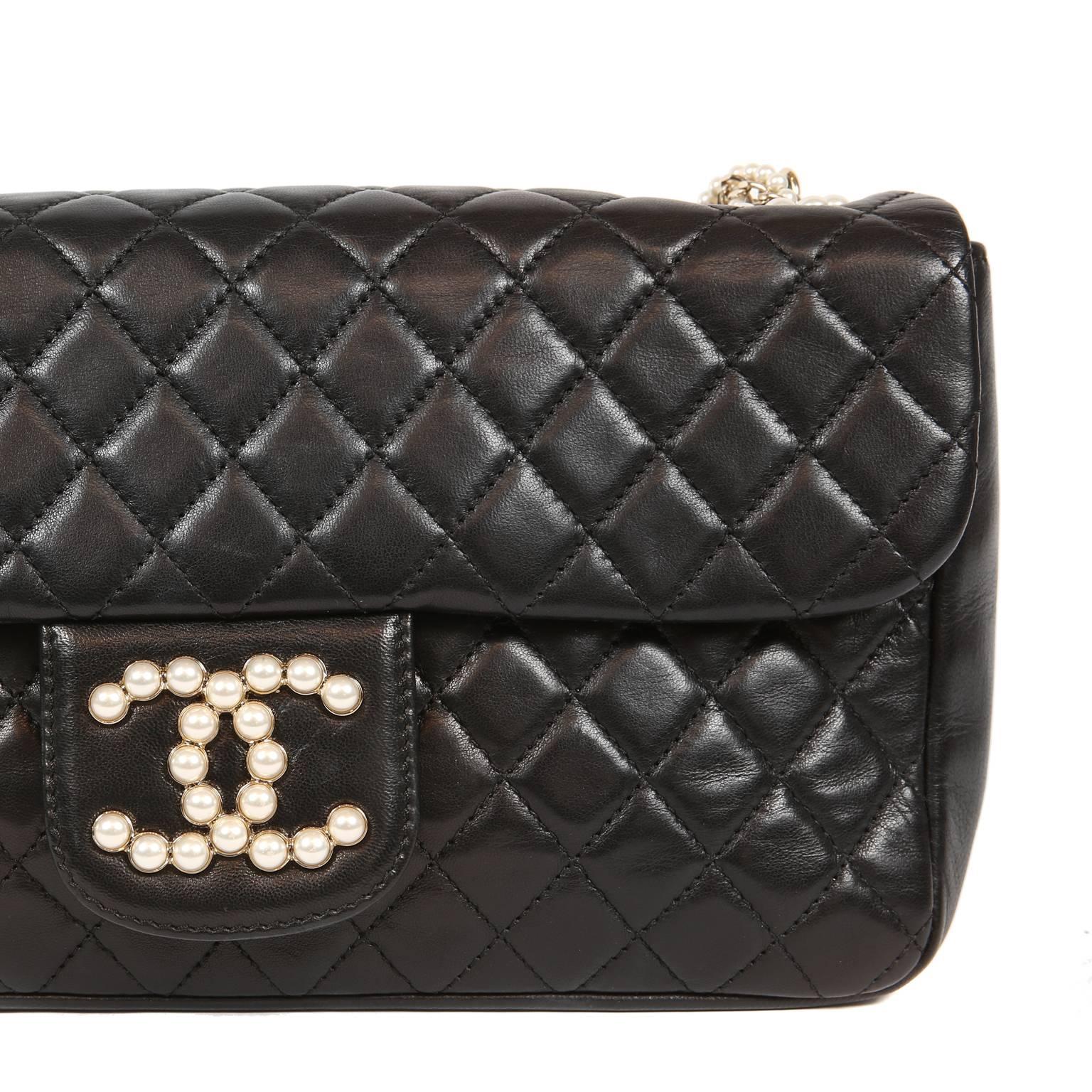 Chanel Black Lambskin Westminster Pearl Flap Bag- Medium 2