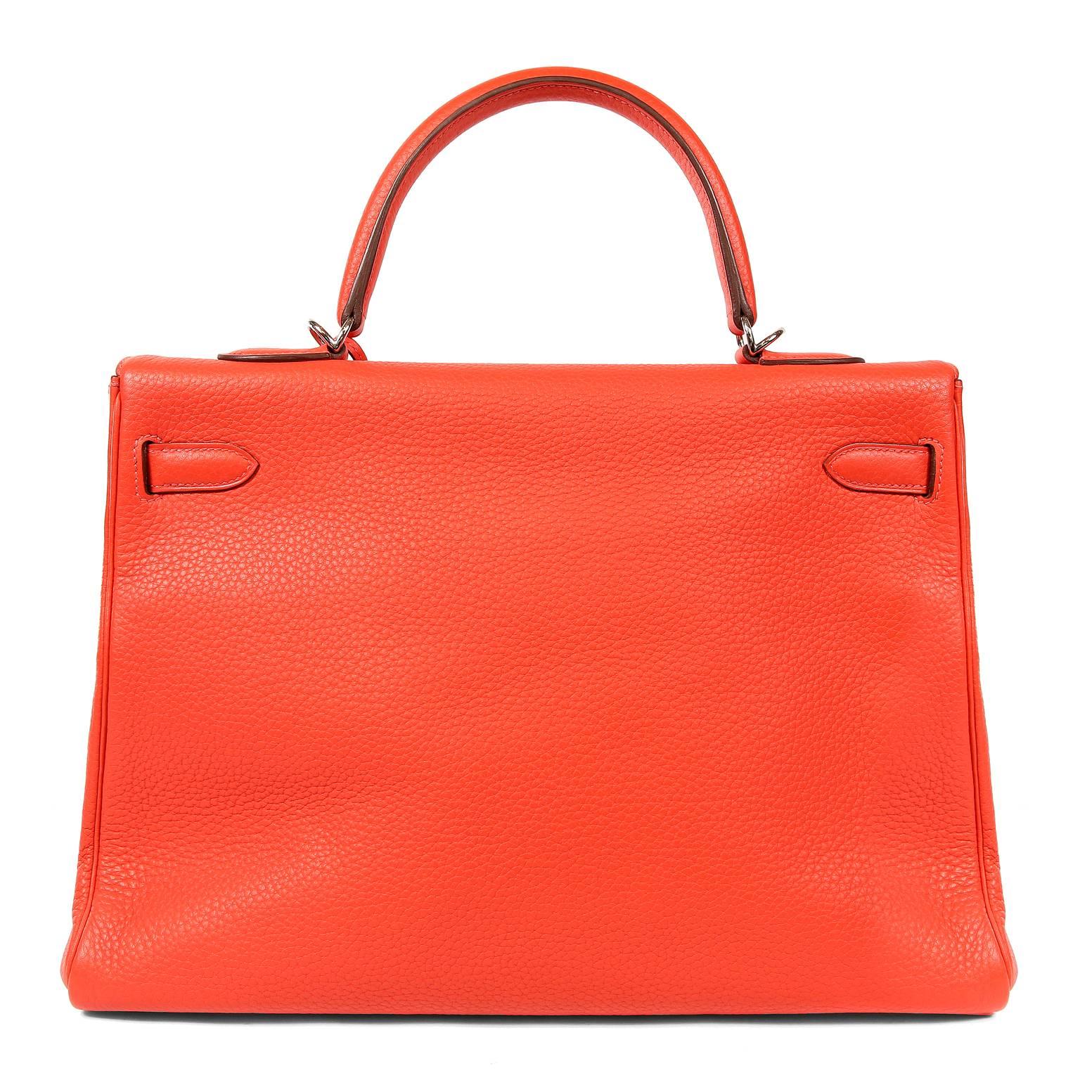 Hermès Rose Jaipur Togo 35 cm Kelly- Pristine Condition
Hermès bags are considered the ultimate luxury item worldwide.  Each piece is handcrafted with waitlists that can exceed a year or more.  The ladylike Kelly is classic and refined, a beautiful