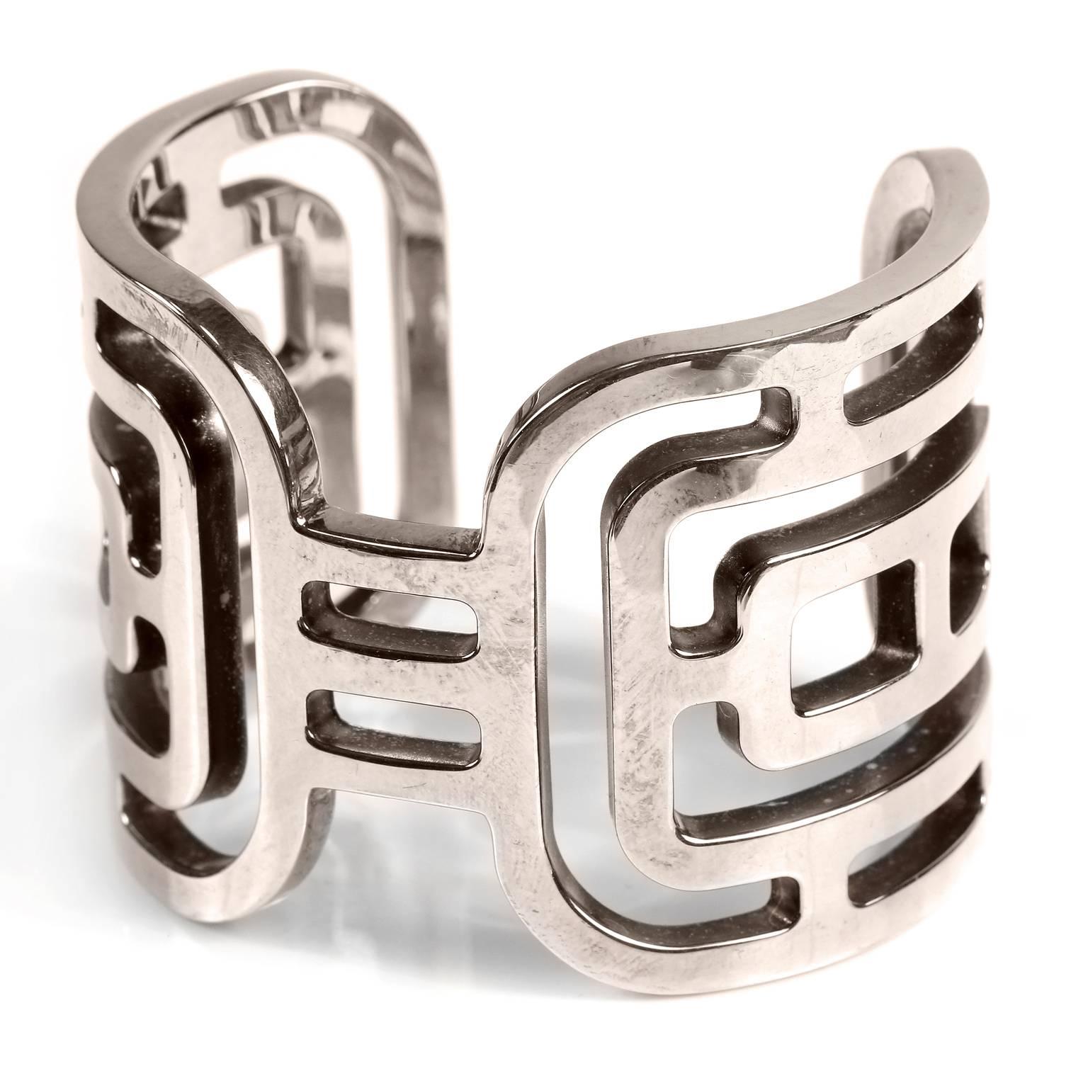 Women's Hermès Sterling Silver Aztec Cuff Bracelet 