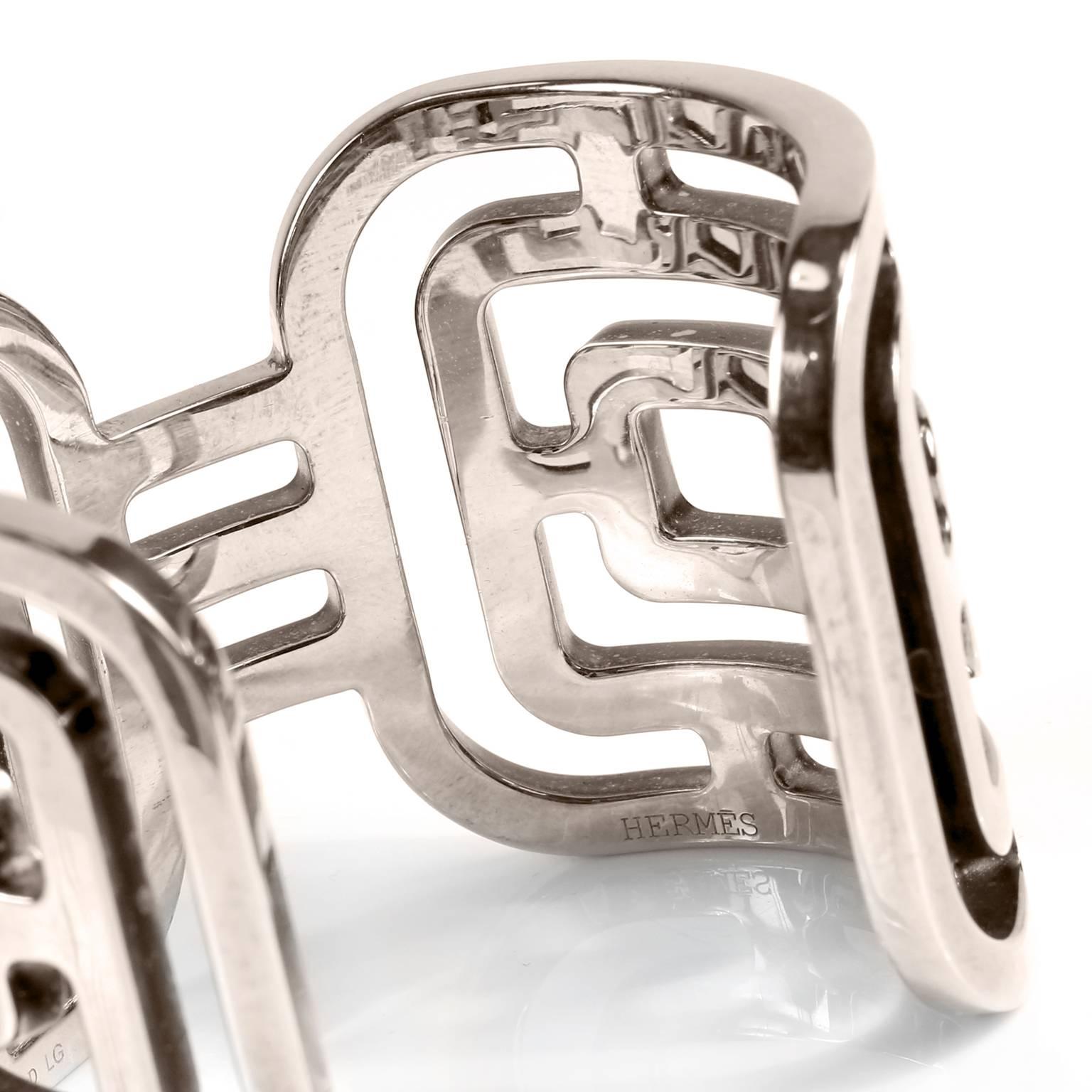Hermès Sterling Silver Aztec Cuff Bracelet  1