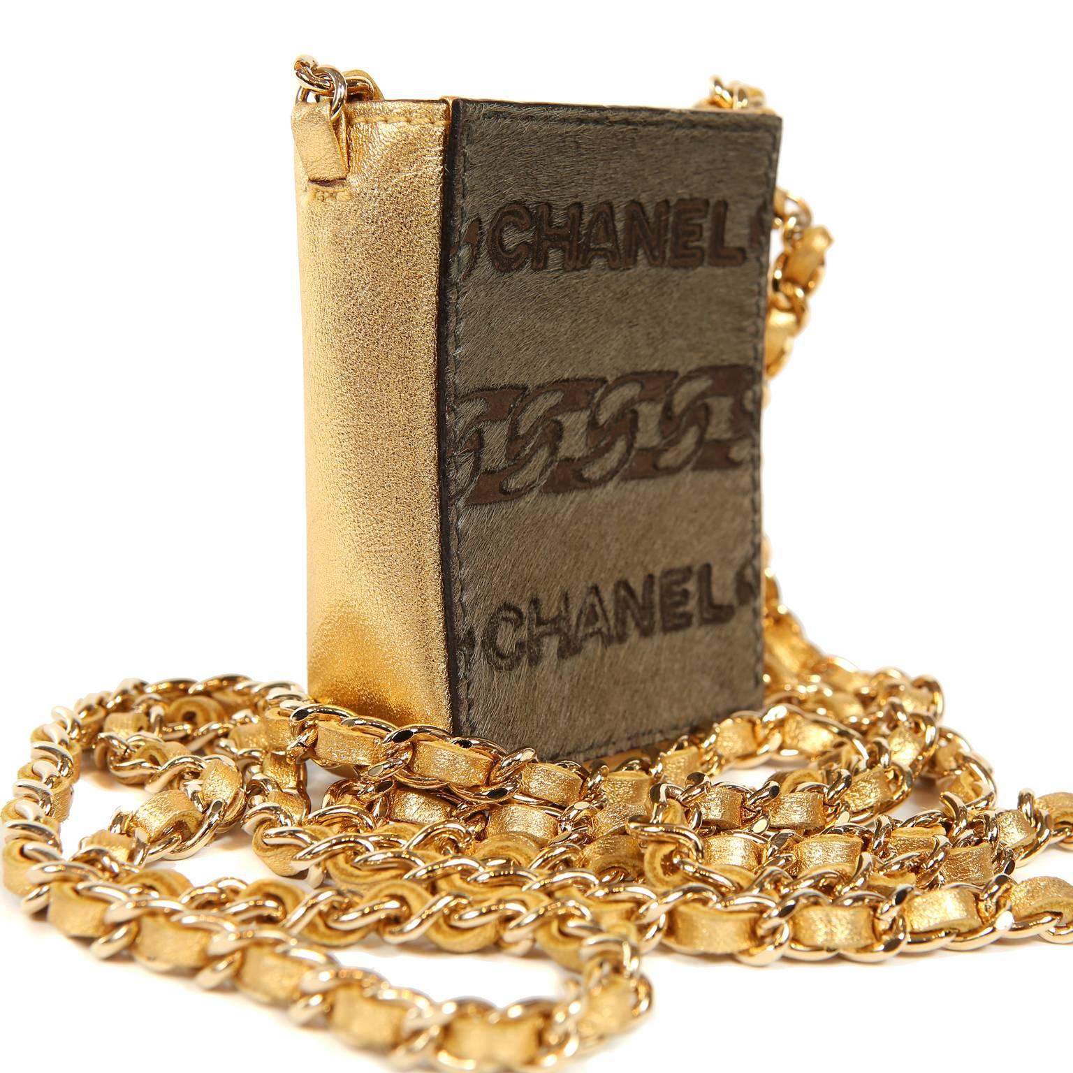 Brown Chanel Gold Mini Pochette Evening Bag
