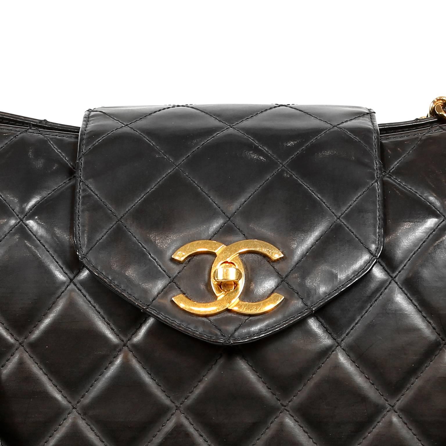 Chanel Black Leather Super Model Vintage Weekender 3