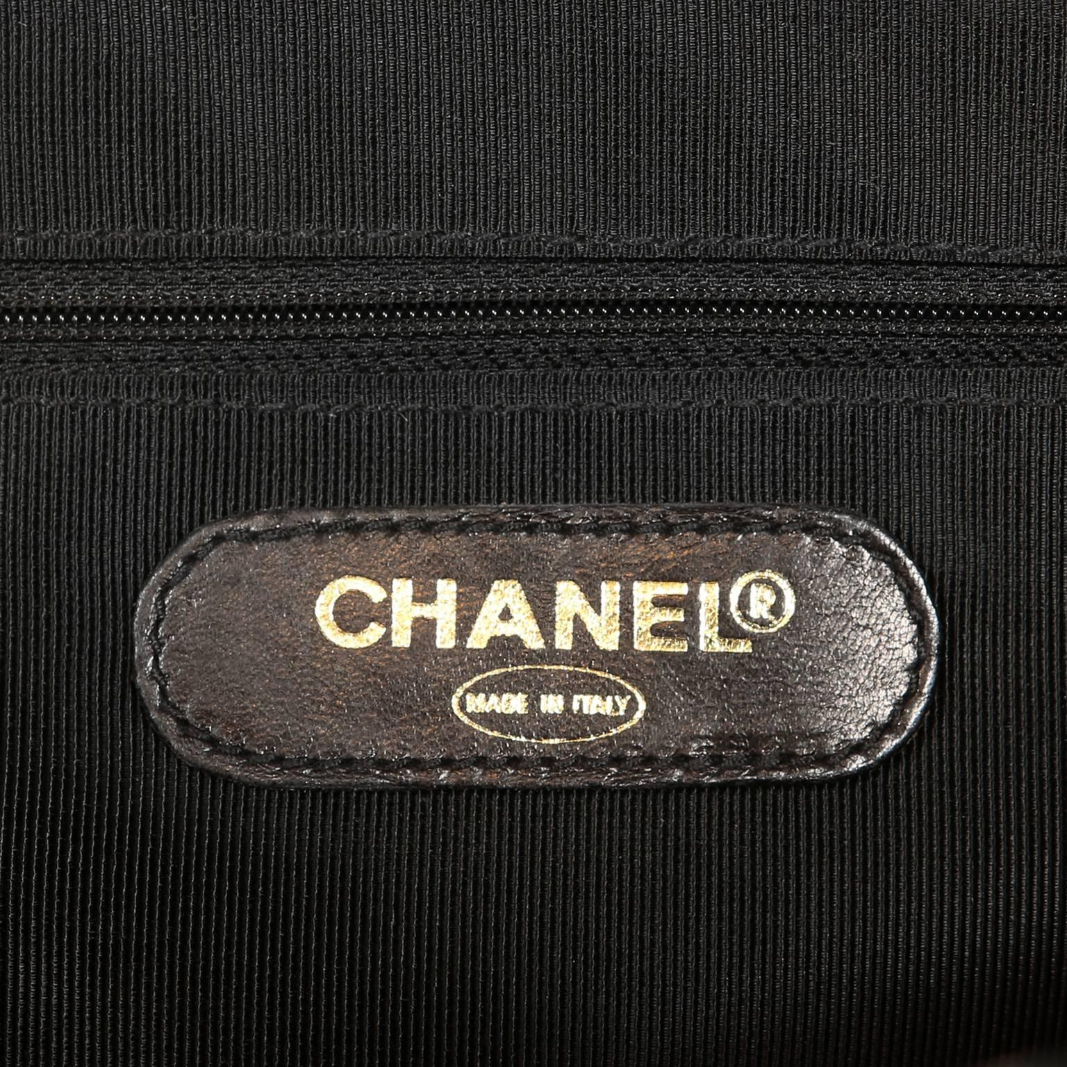 Chanel Black Leather Super Model Vintage Weekender 7