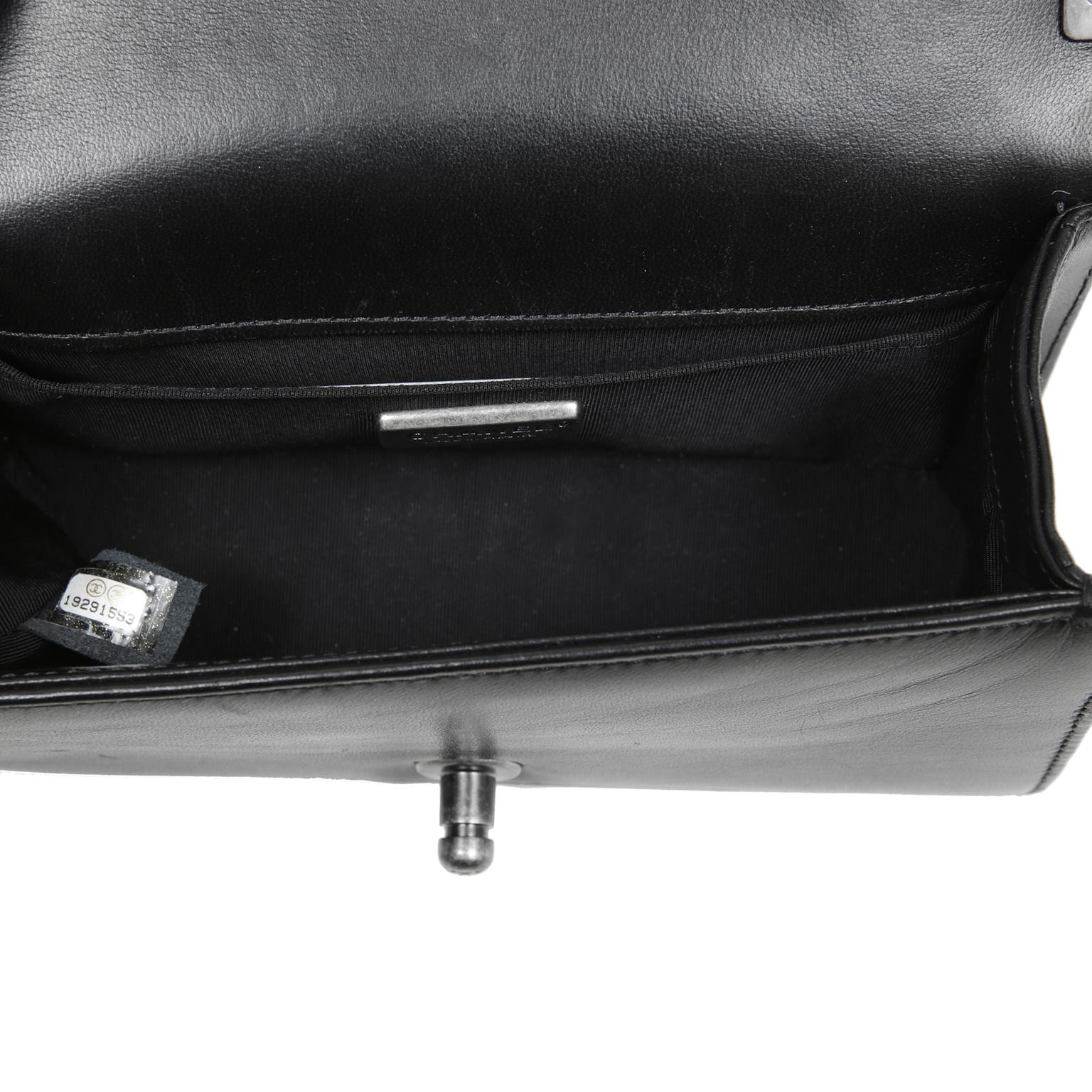 Chanel Swarovski Crystal Boy Bag- Black Leather with Ruthenium HW 4