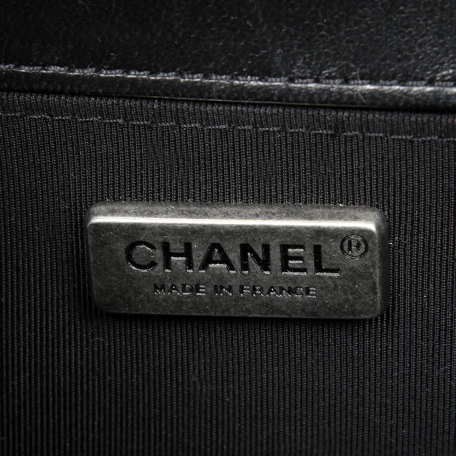 Chanel Swarovski Crystal Boy Bag- Black Leather with Ruthenium HW 5