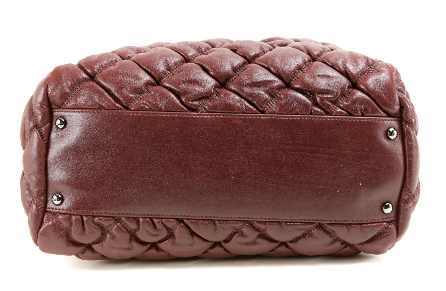 Chanel Dark Red Leather Bubble Quilt Bag In Excellent Condition In Palm Beach, FL