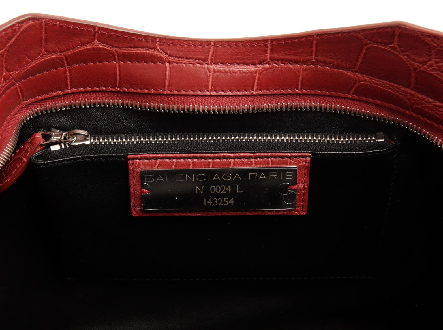 Balenciaga Red Matte Crocodile City Bag 9