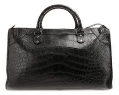 Balenciaga Black Crocodile Weekender Bag