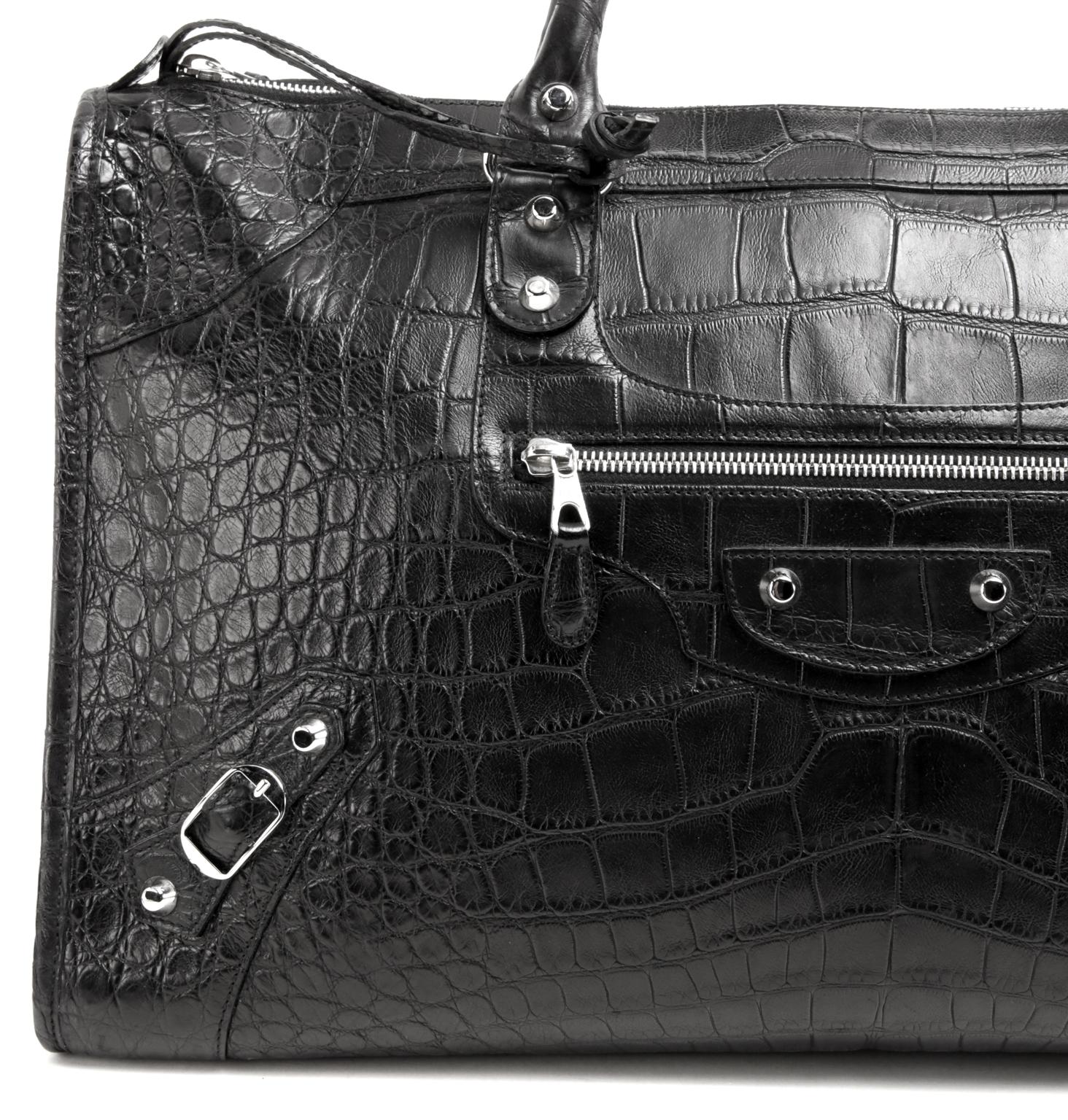 Women's or Men's Balenciaga Black Crocodile Weekender Bag