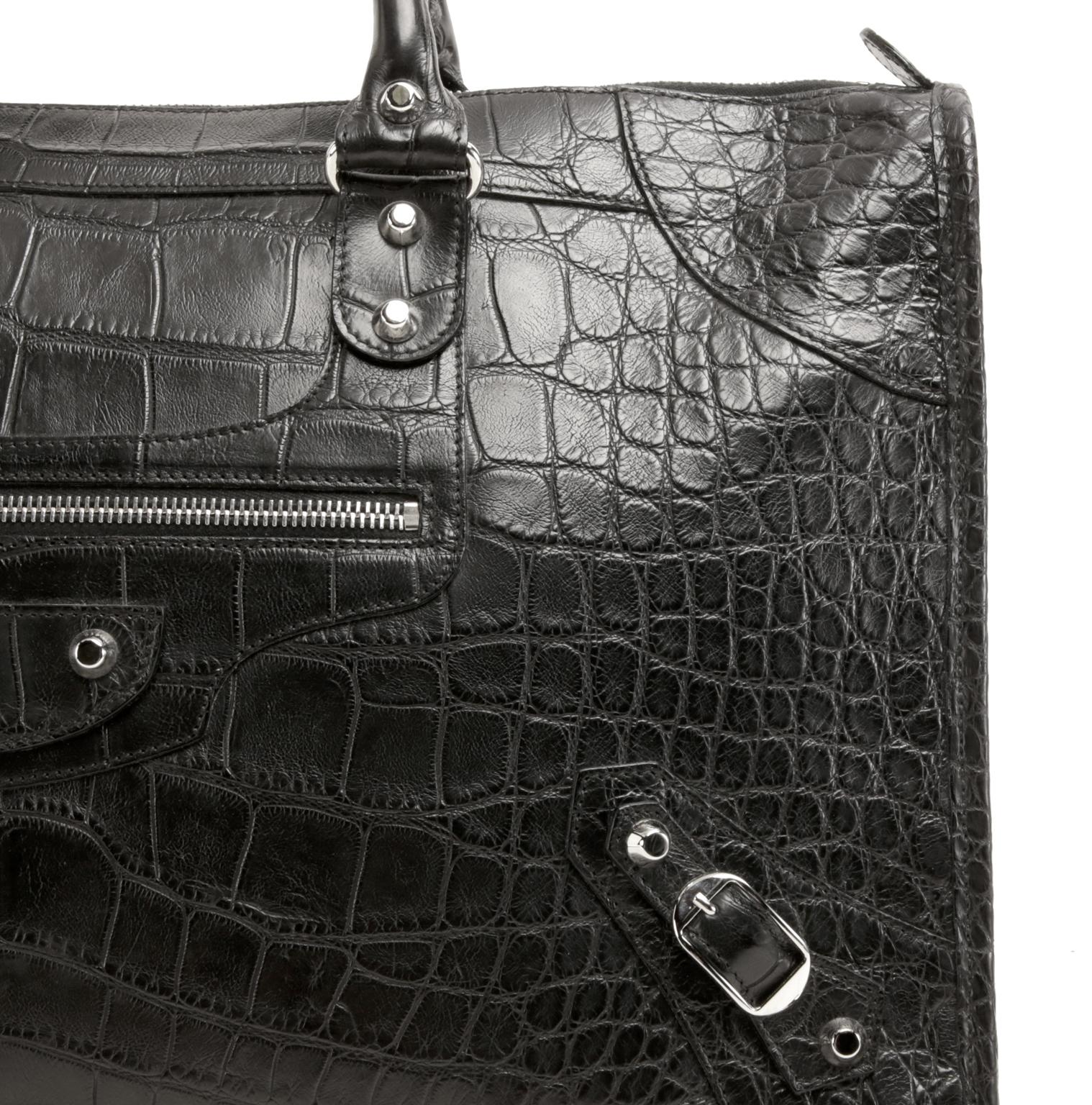 Balenciaga Black Crocodile Weekender Bag 1